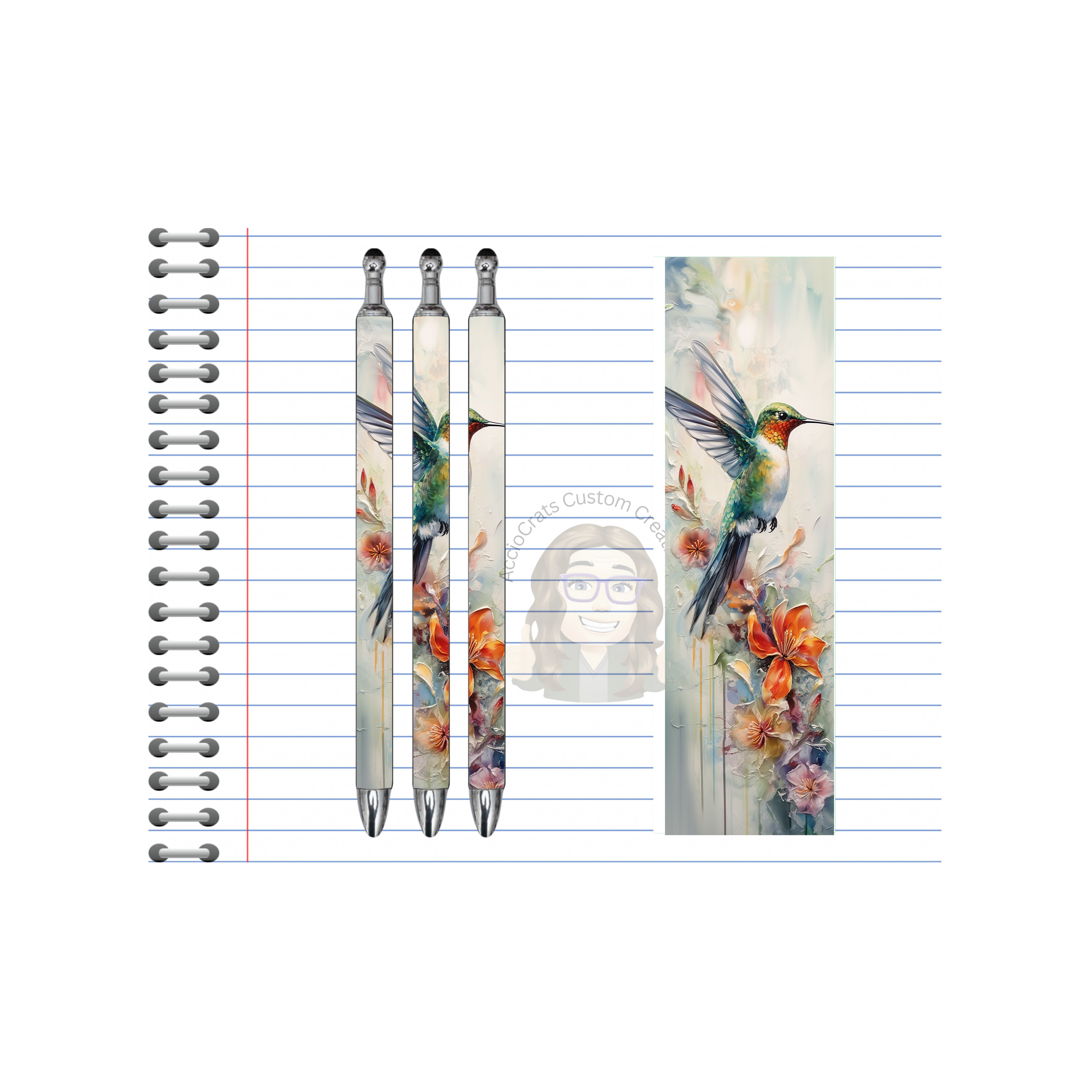 Refillable Pens, Hummingbird Images. Let your writing bloom. 🌸✨multiple options and Images available