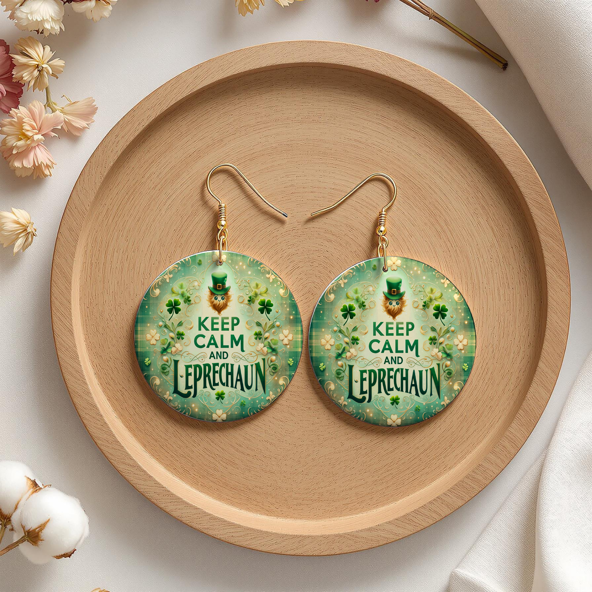 Keep Calm and Leprechaun Earrings