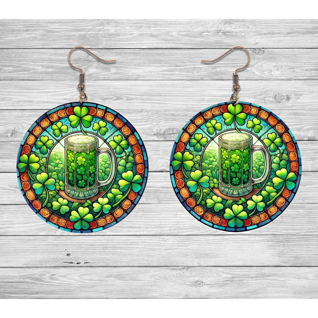 St. Patrick’s Day Beer Mug & Shamrock Earrings