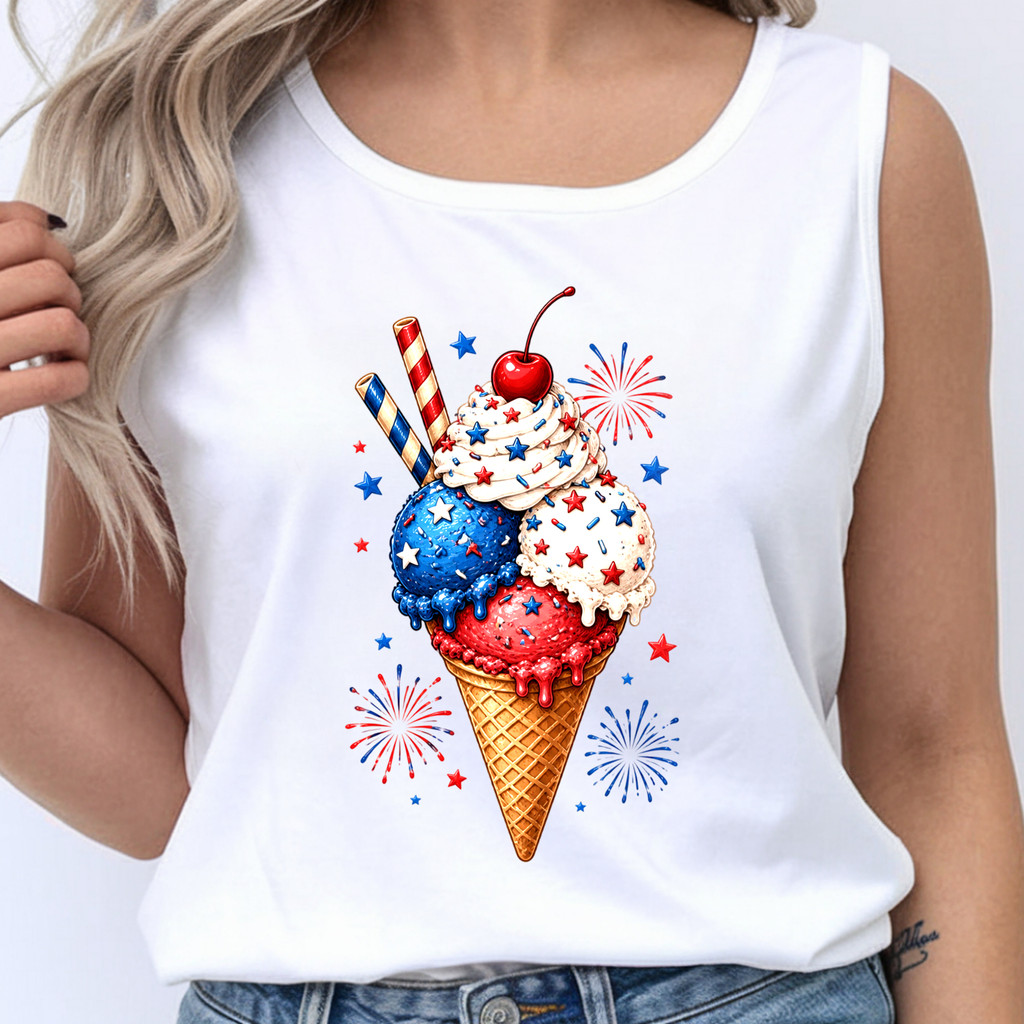 4th of July Ice Cream Tank Top