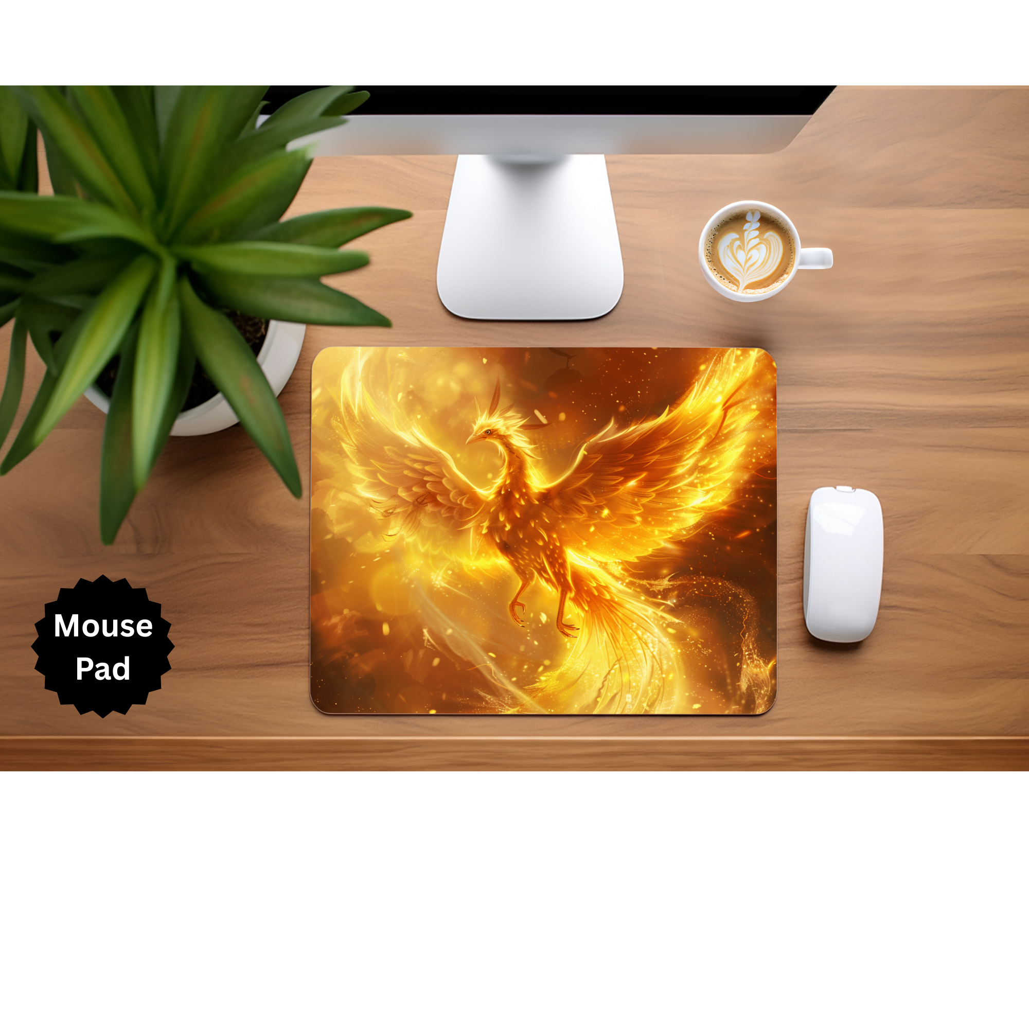 Phoenix Mouse Pad - Mythical Fire Bird Desk Accessory