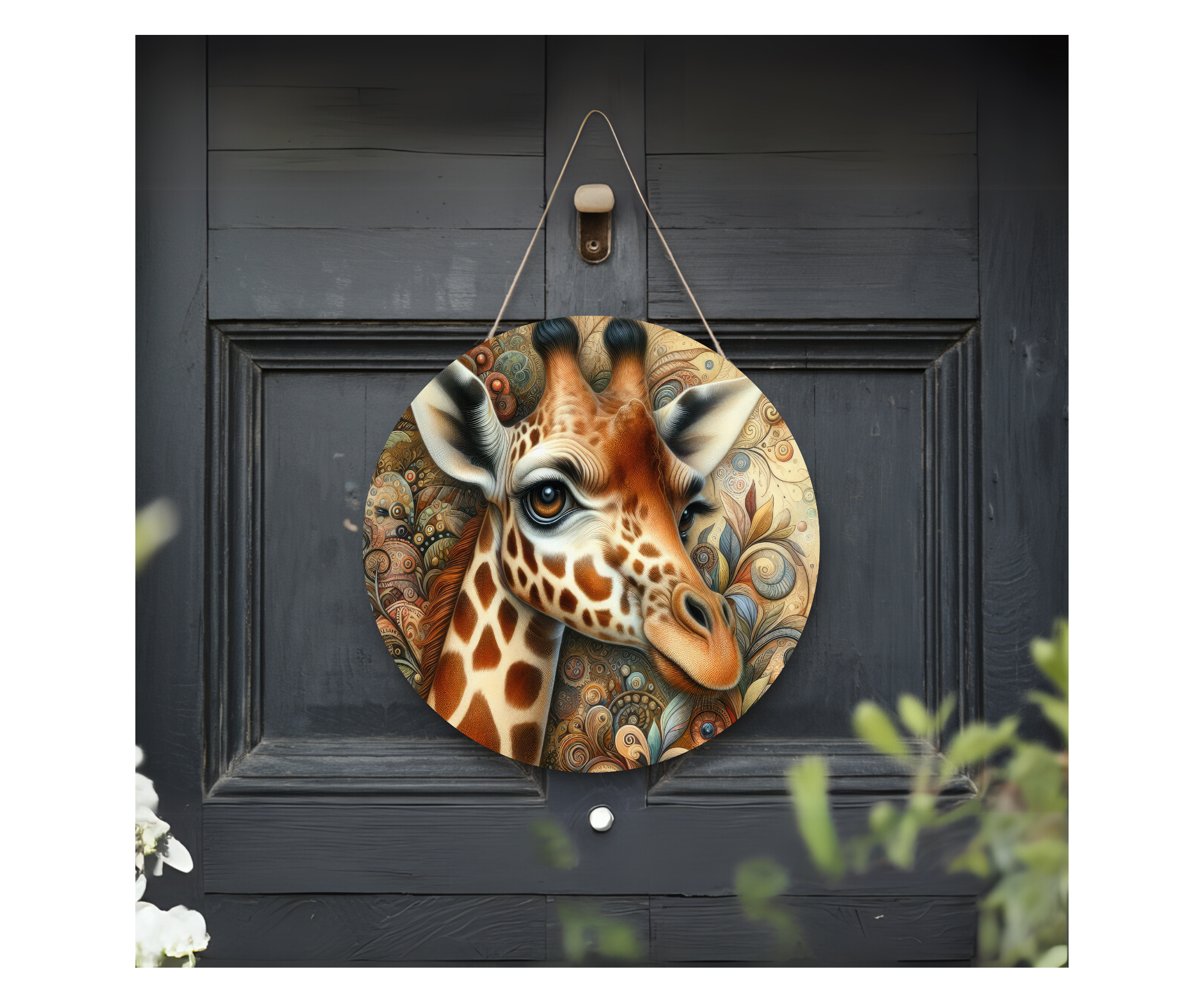 Good Vibes, Tall Smiles Giraffe Welcome Sign