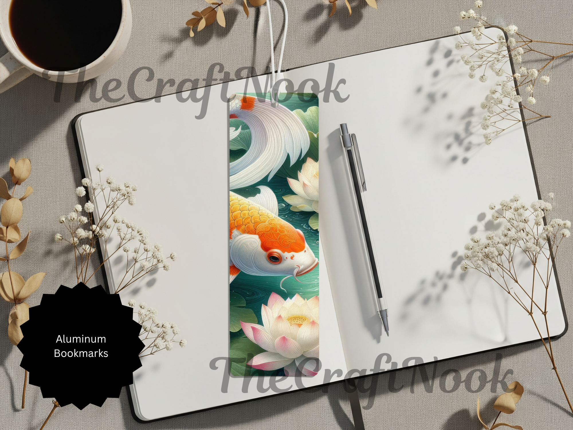 Koi Fish Bookmarks – Handcrafted Metal Bookmarks with Beads & Glitter