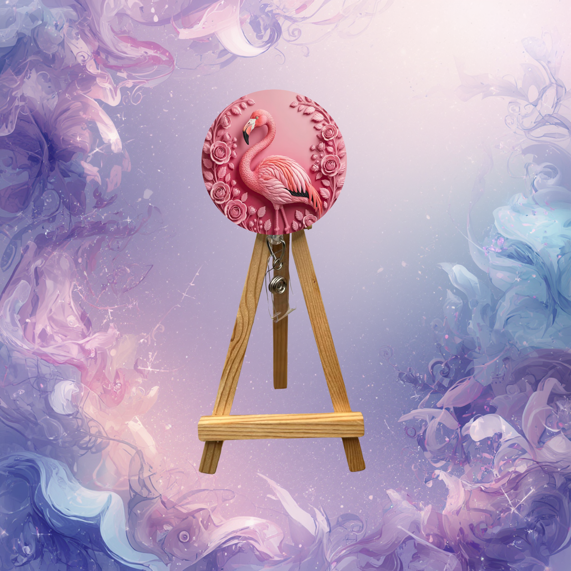 Pink Paradise Flamingo badge pulls. Multiple Images available. Add beads or shimmer glitter options.