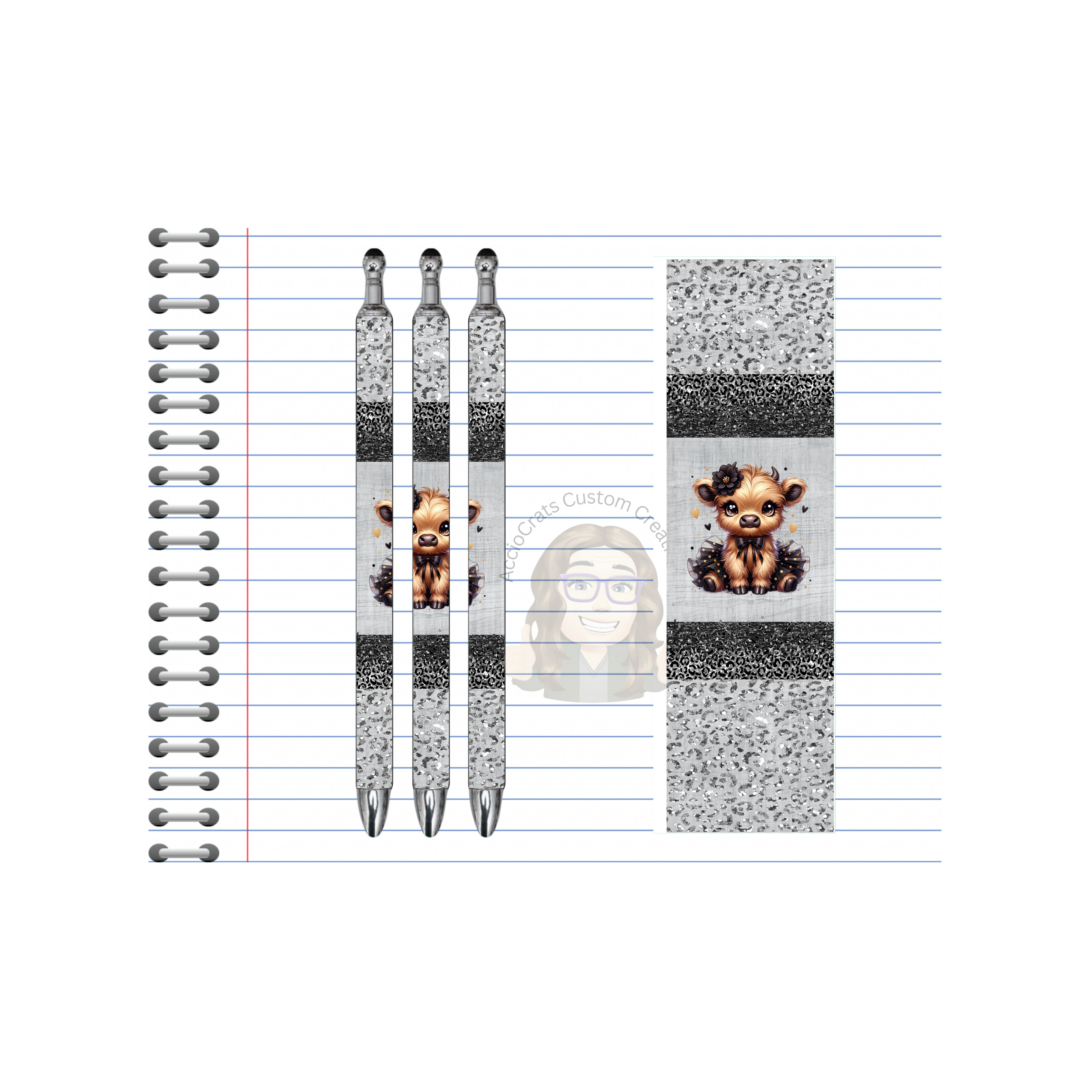 Refillable Pens, Highland Cow Images.  Cute notes start here. Multiple options and Images available.