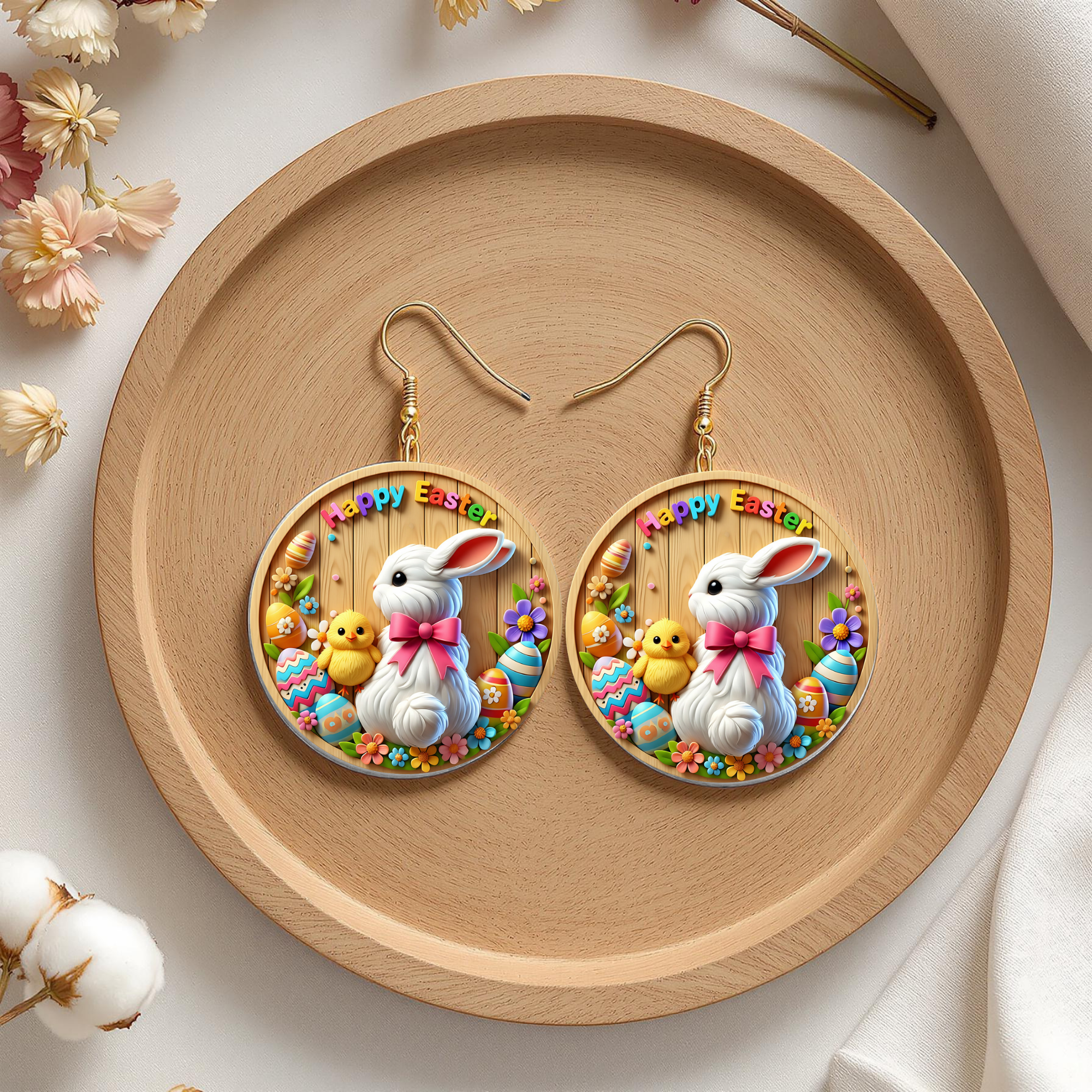 Happy Easter Bunny & Chick Earrings