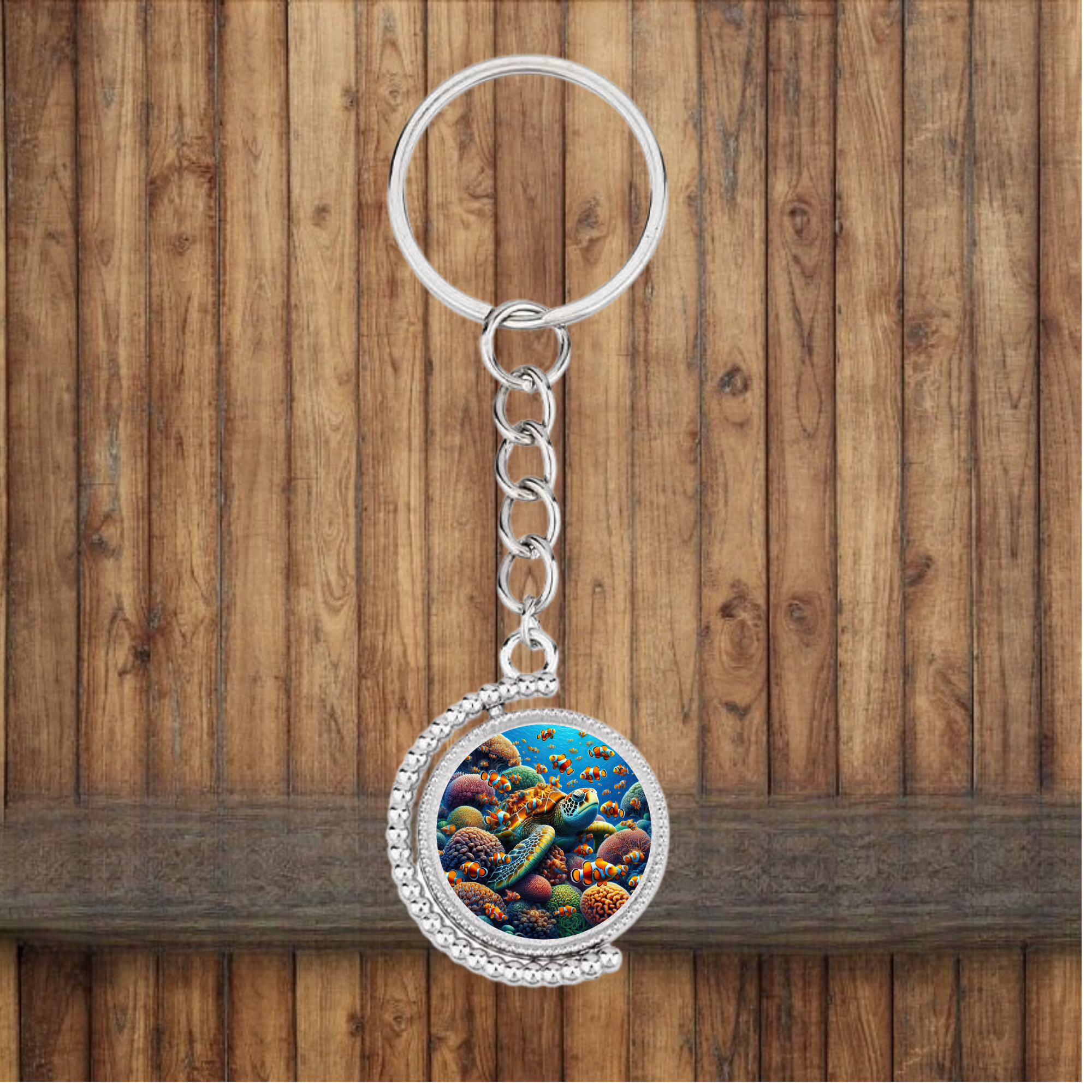 Sea Turtle Bezel Keychain — Choose Your Design