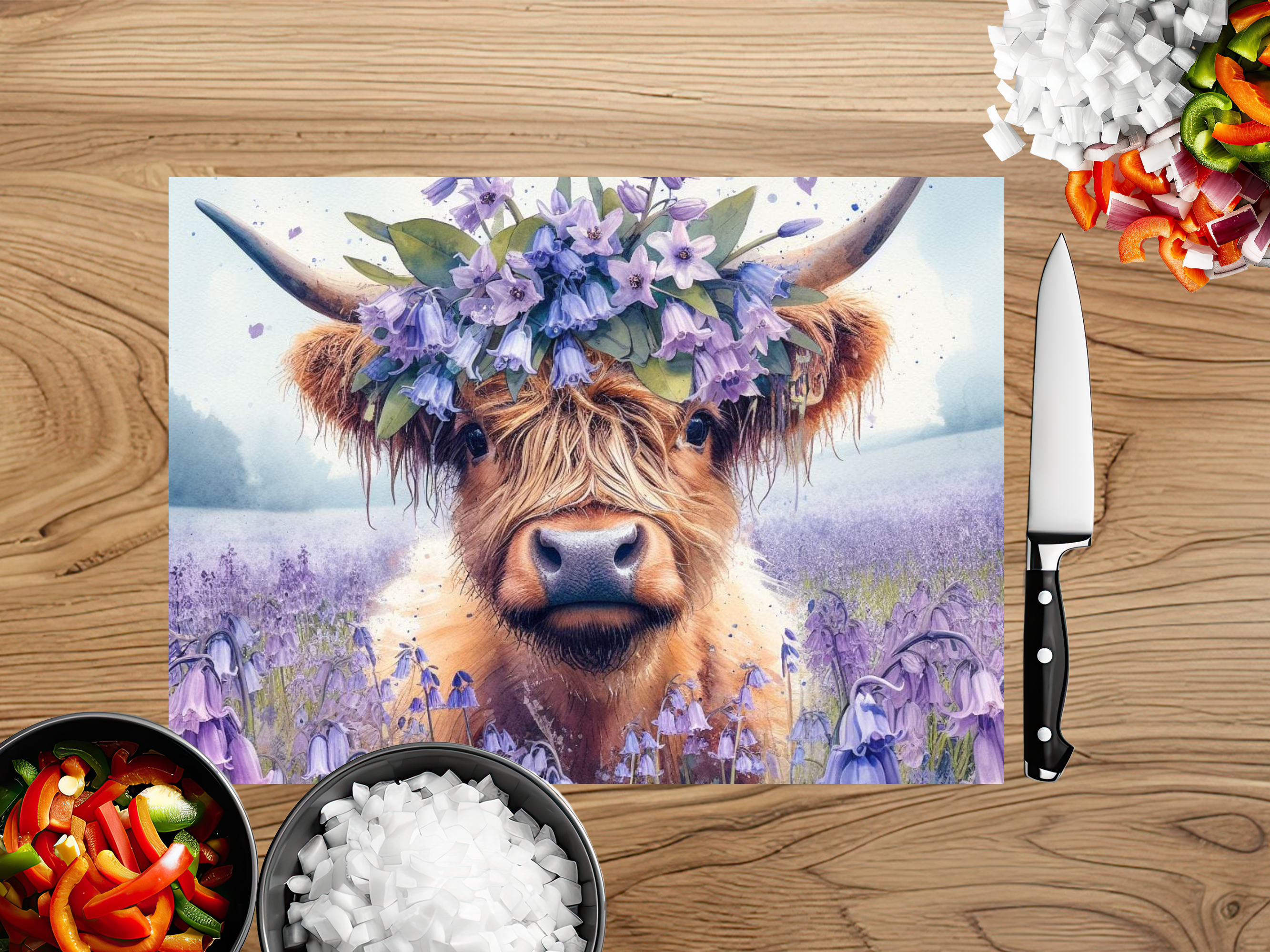 Highland Cow Farmhouse Cutting Board