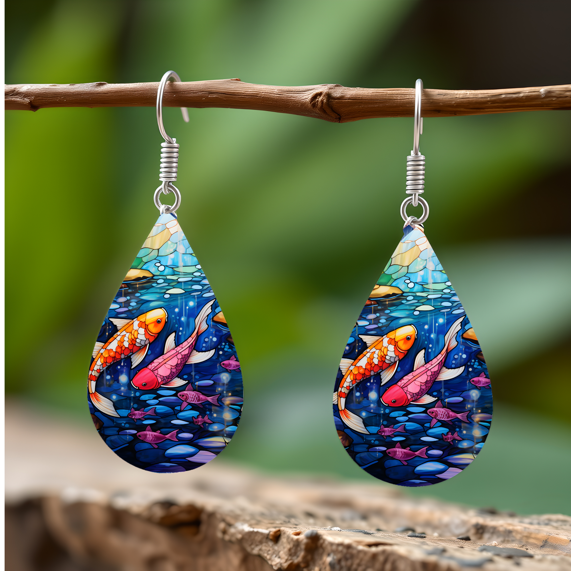 Koi Fish Teardrop Earrings