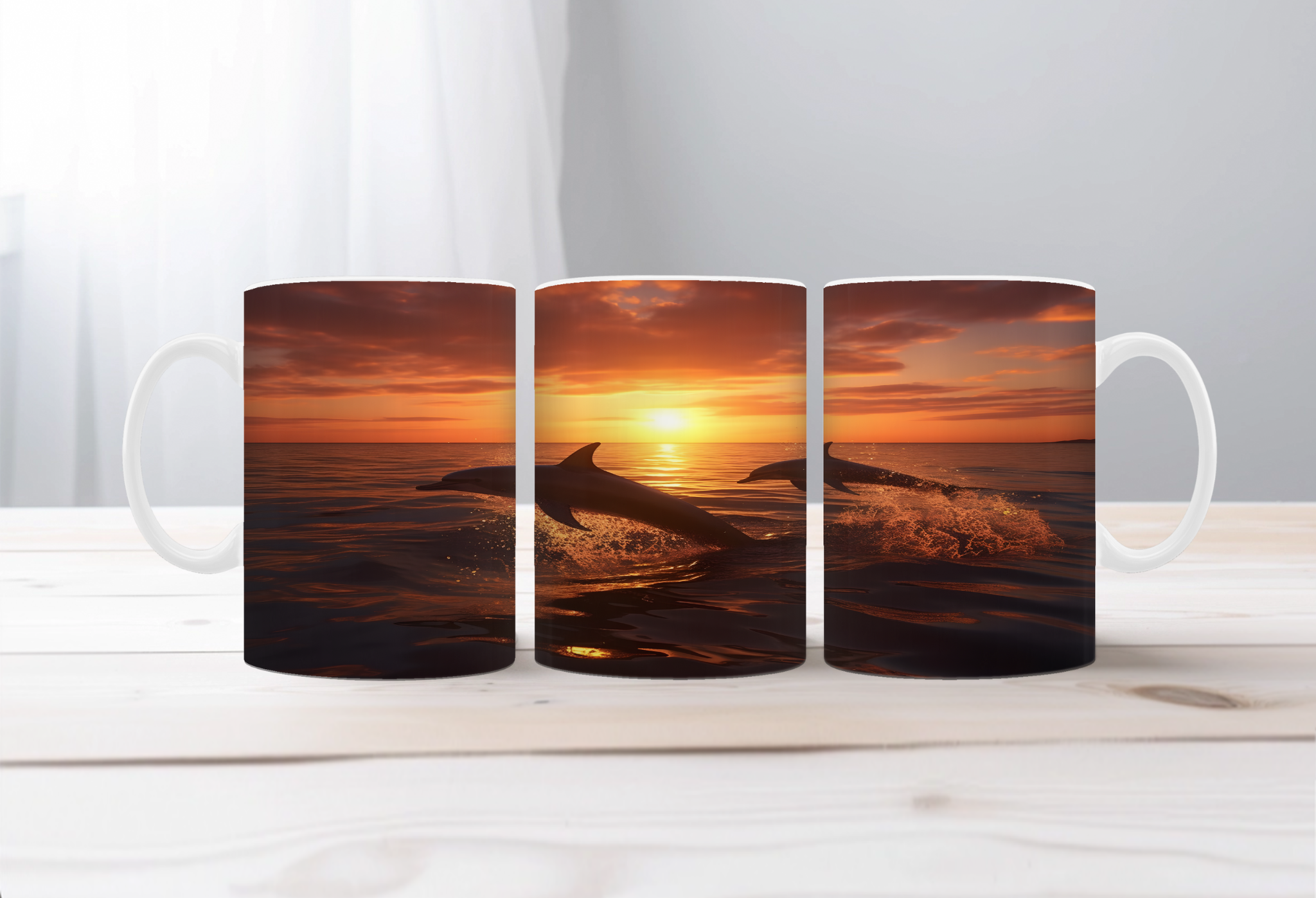 Flippin’ Cute Morning Mug, Dolphin coffee Mugs. Two sizes to choose from.