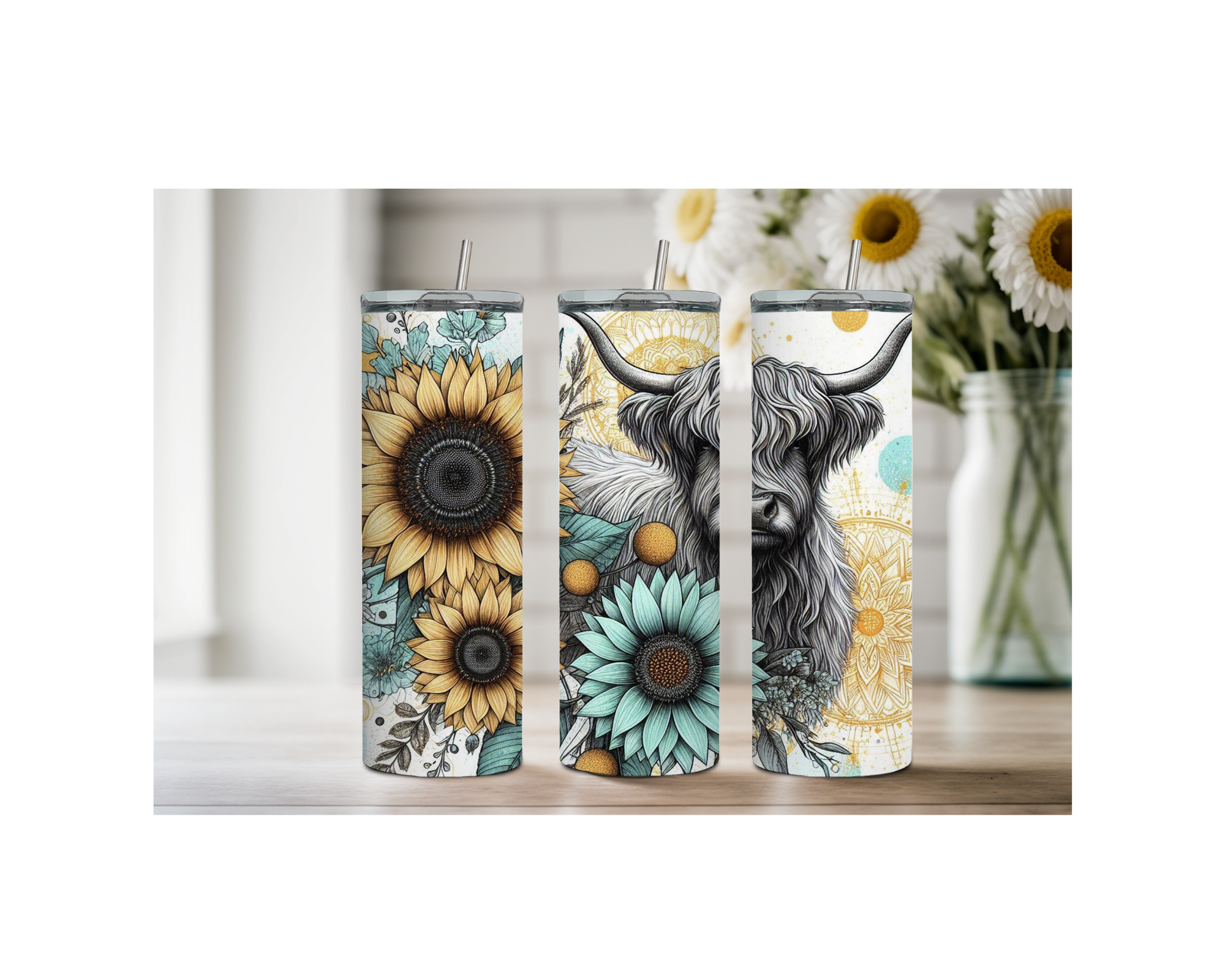 20 oz Highland Cutie Country Stainless Steel Tumbler. Multiple Images Available.