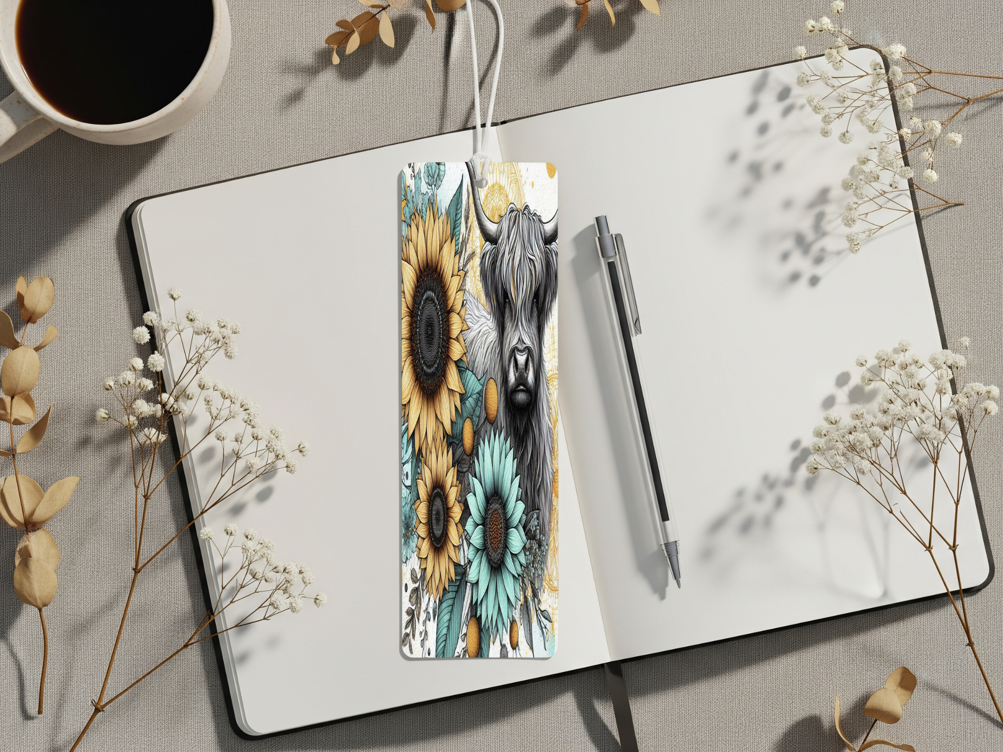 Aluminum Metal Bookmarks, Highland Cow Images For readers who prefer their page‑holders with bangs and horns