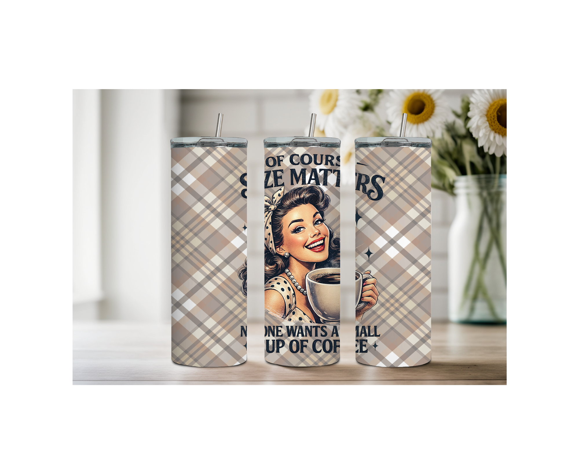 Brew‑tiful Day 20 oz Coffee Tumbler. Stainless-Steel Tumblers. Multiple Sizes and Images Available.