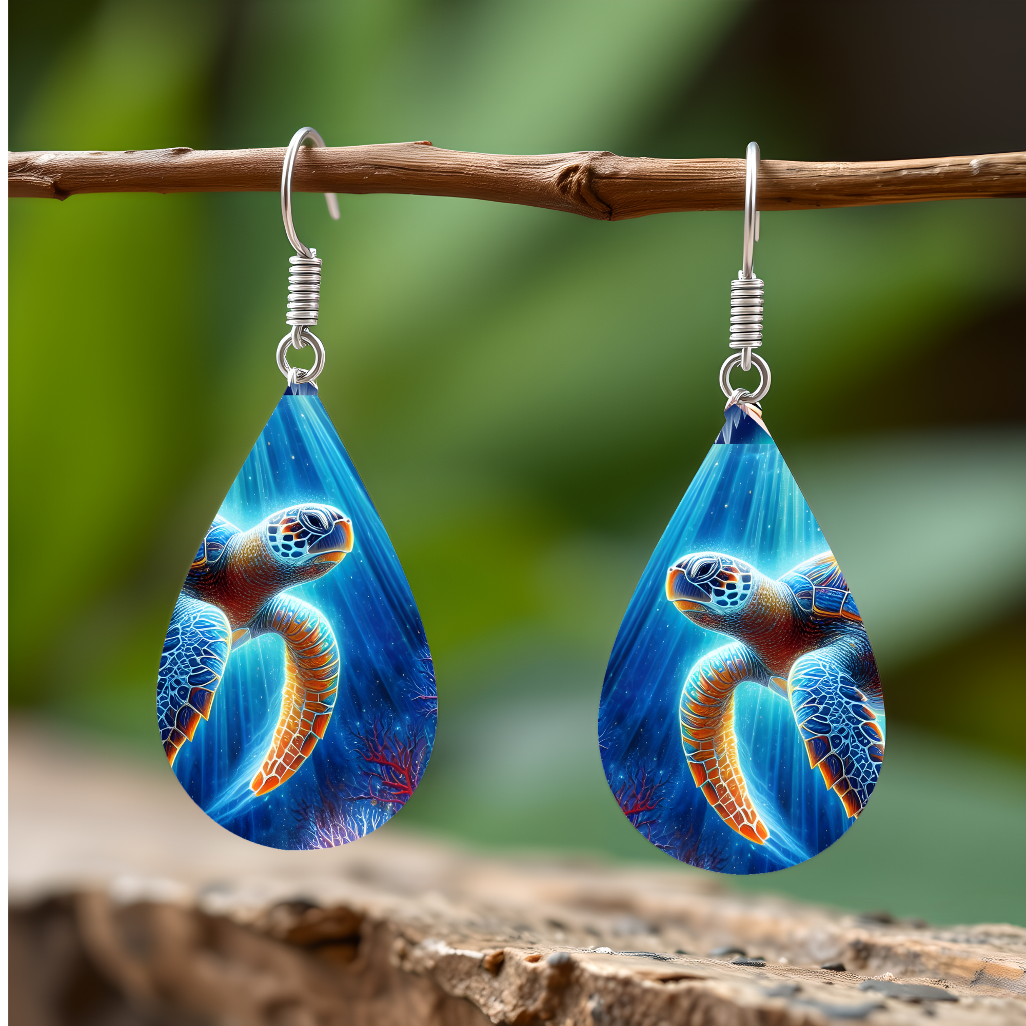 Sea Turtle Teardrop Earrings — Choose Your Design
