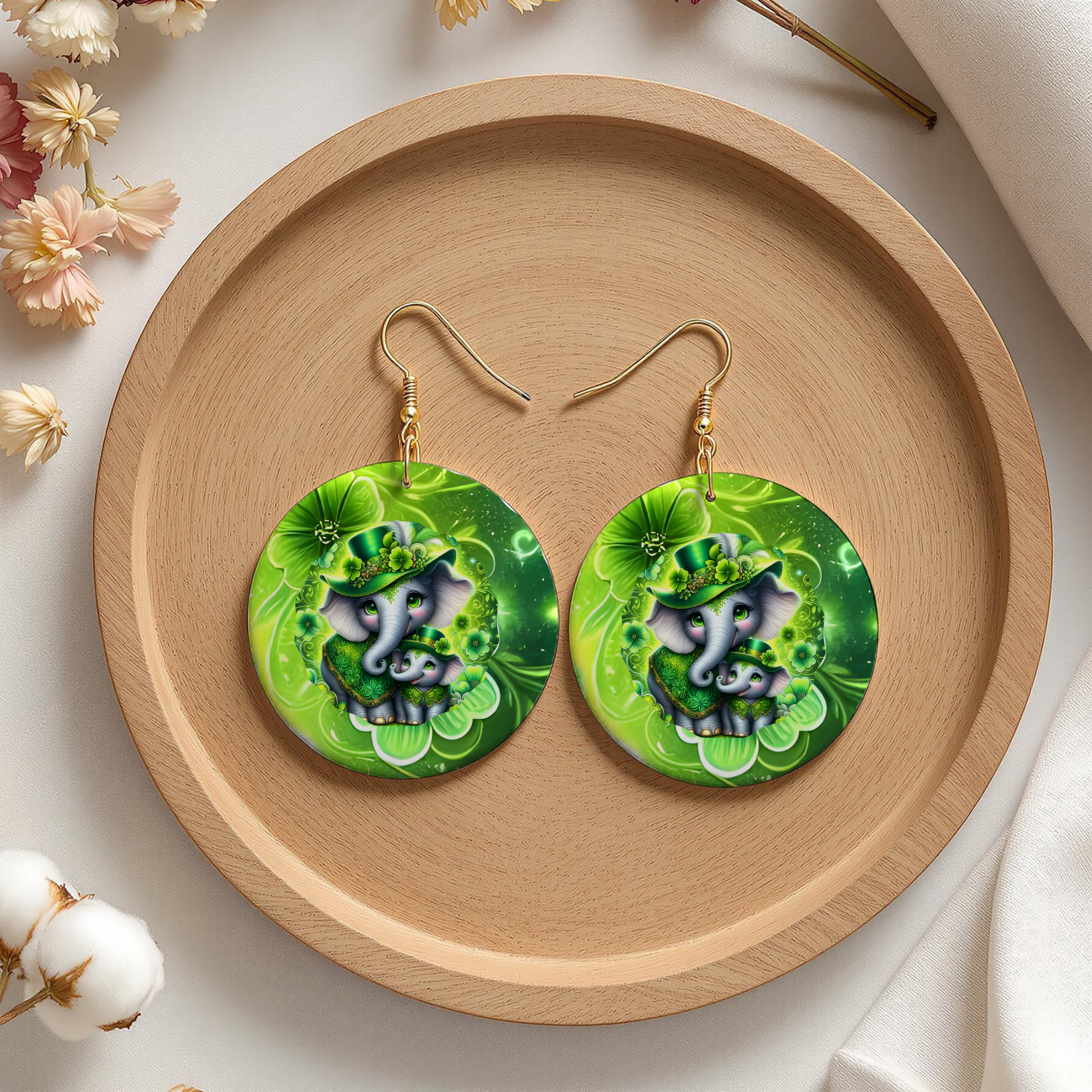 Lucky Elephant St. Patrick’s Day Earrings