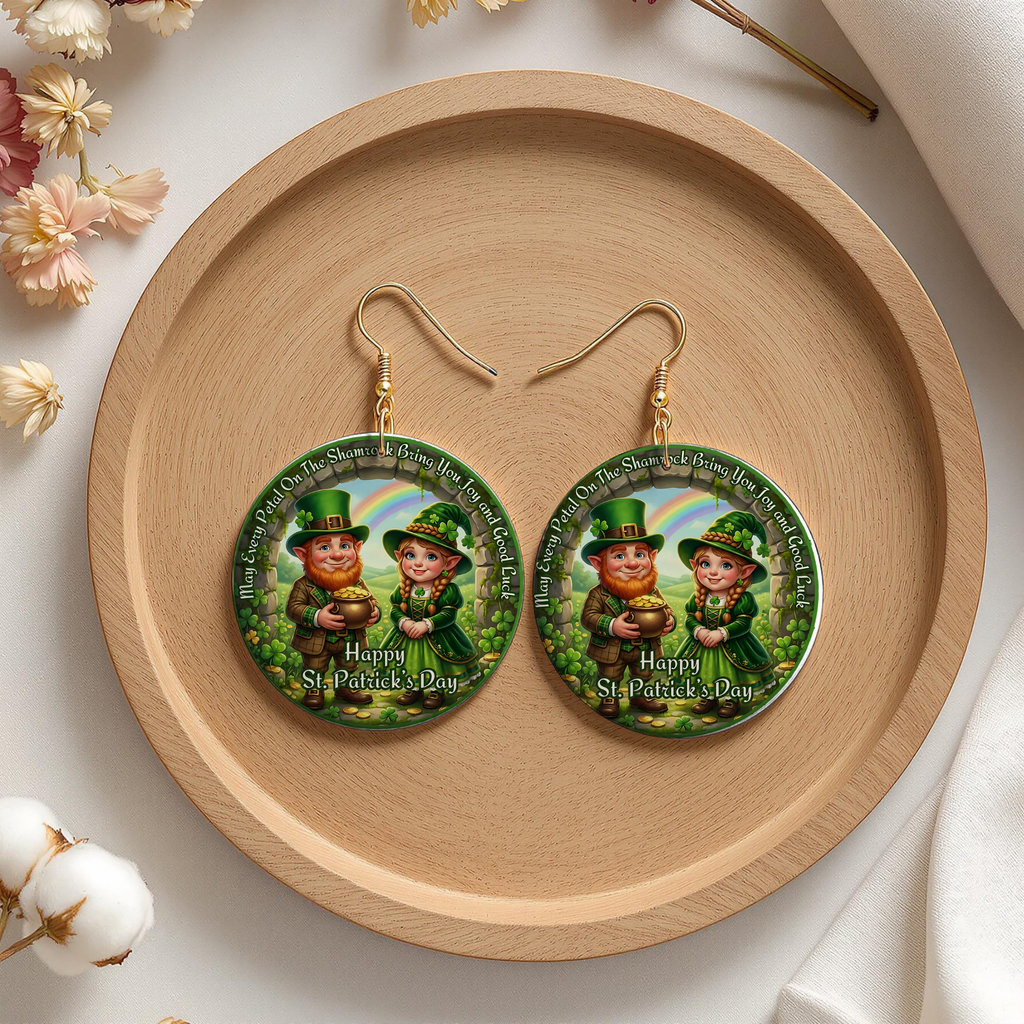 Happy St. Patrick’s Day Leprechaun Couple Earrings