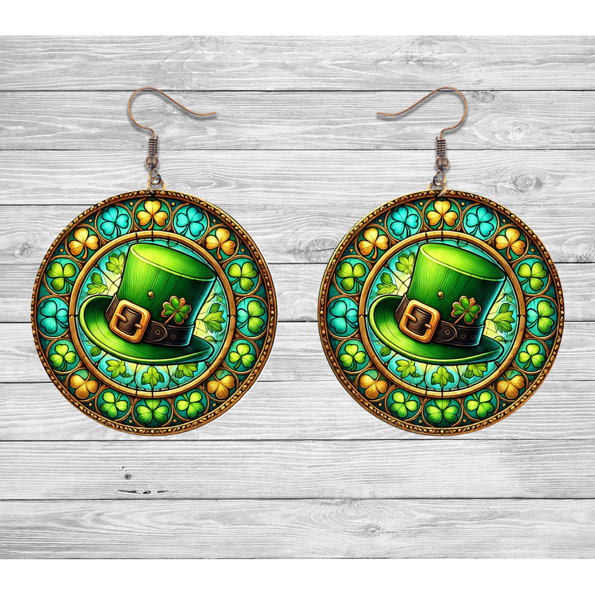 St. Patrick’s Day Shamrock Hat Earrings