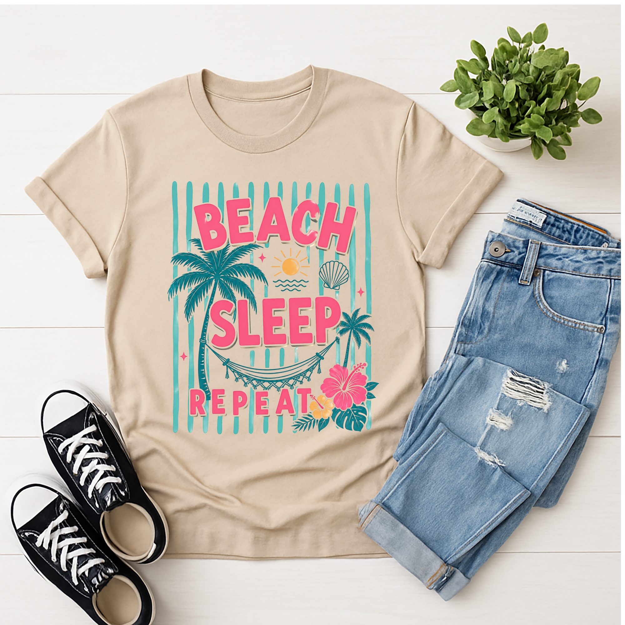 Beach Sleep Repeat Graphic Tee