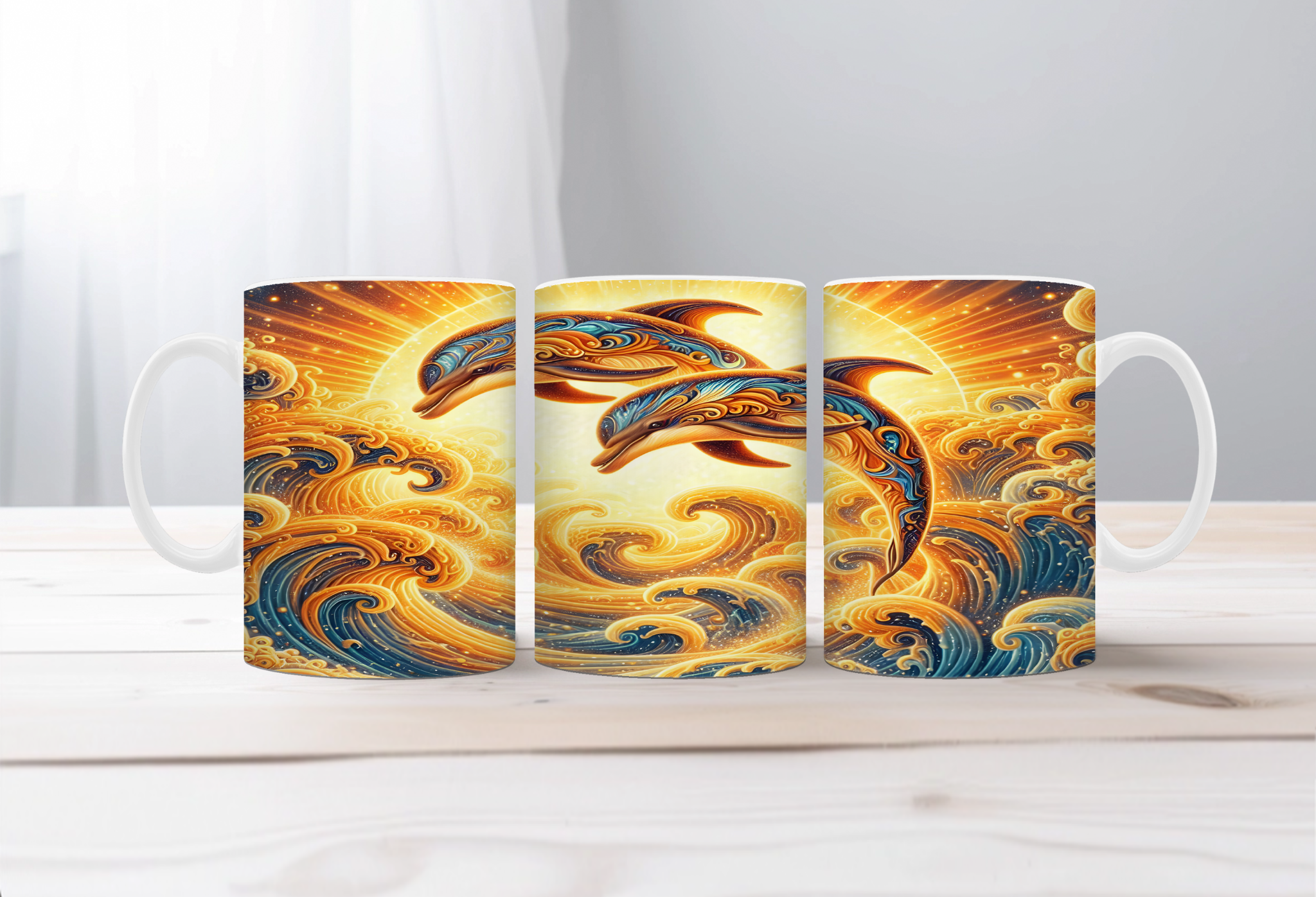 Flippin’ Cute Morning Mug, Dolphin coffee Mugs. Two sizes to choose from.
