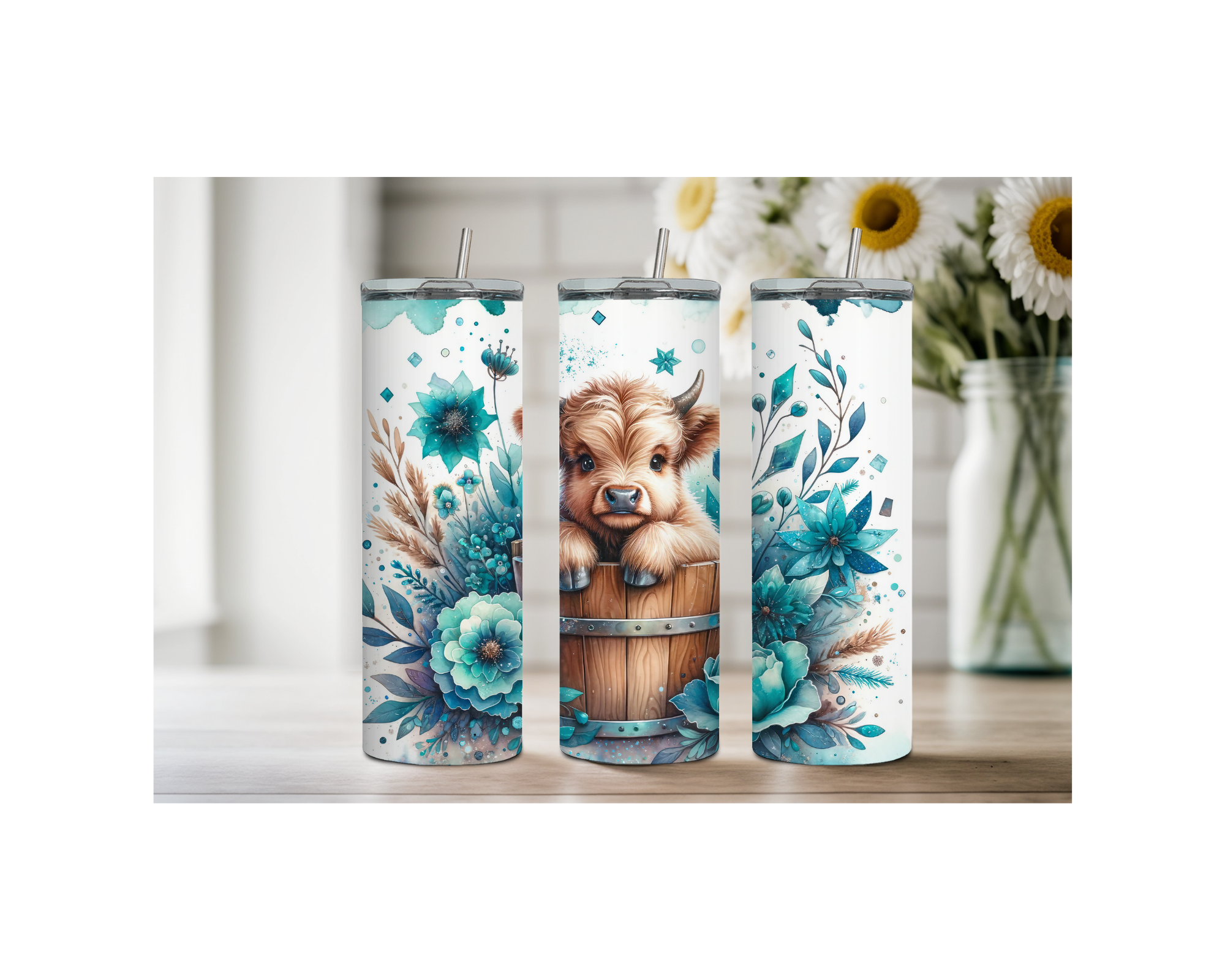 20 oz Highland Cutie Country Stainless Steel Tumbler. Multiple Images Available.