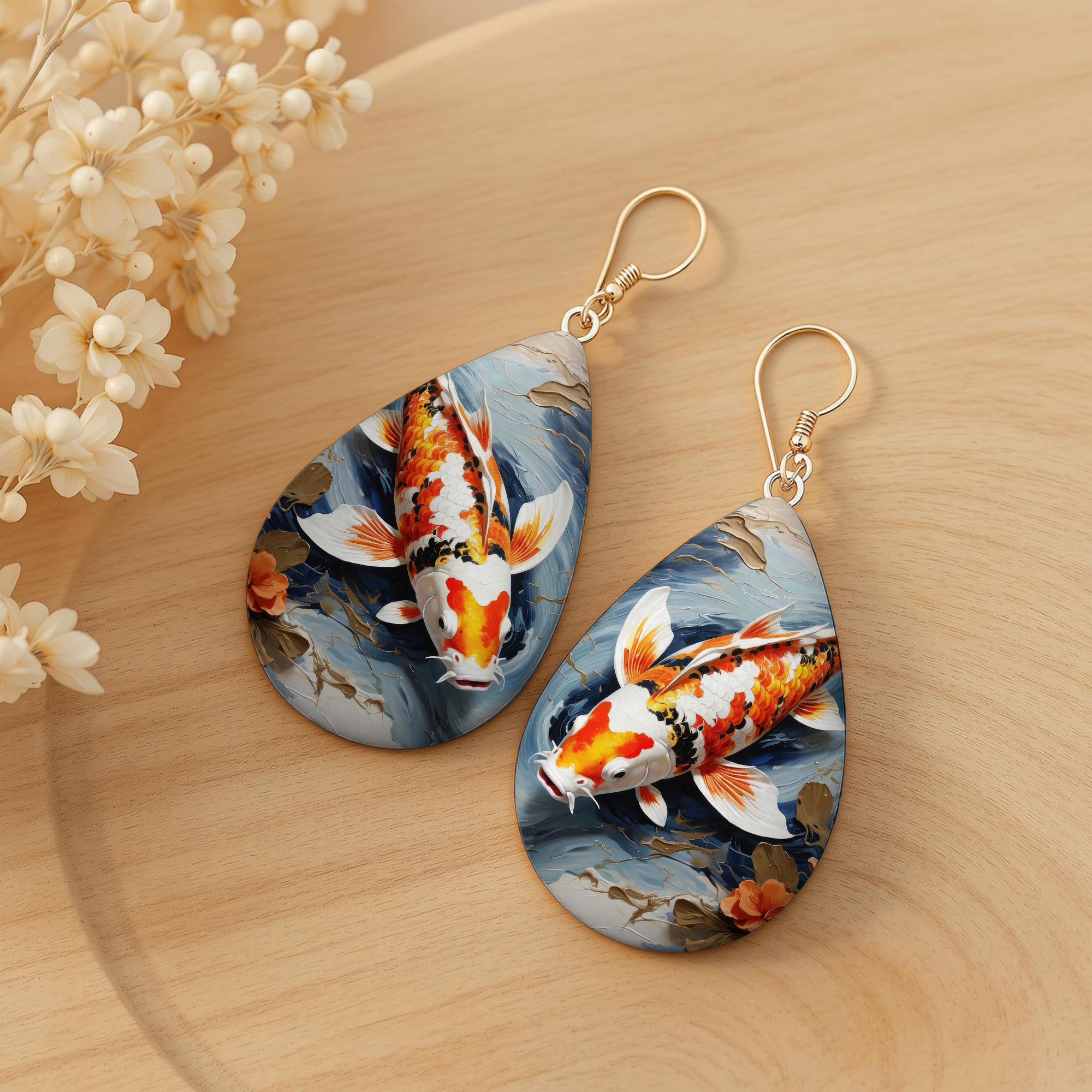 Koi Fish Teardrop Earrings