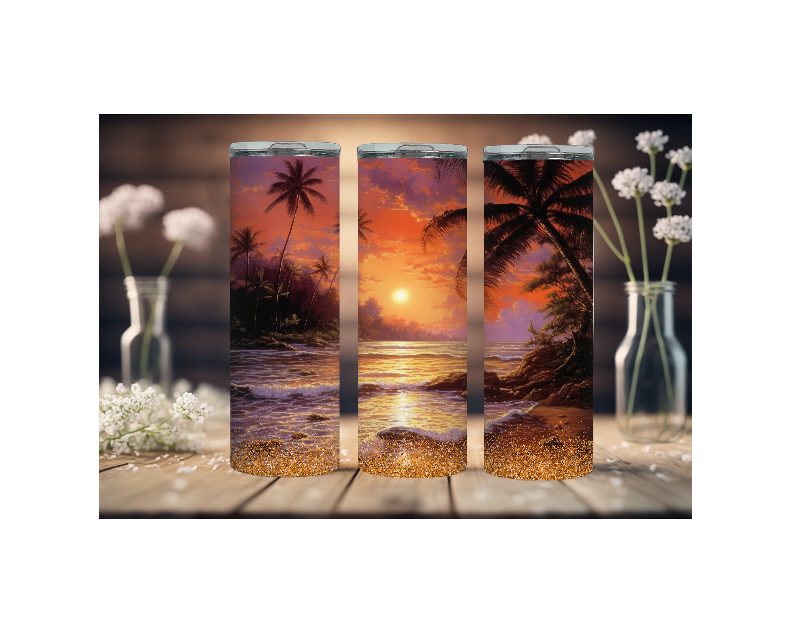 20 oz Beach Bliss Stainless Steel Tumblers, Multiple images to Choose from.