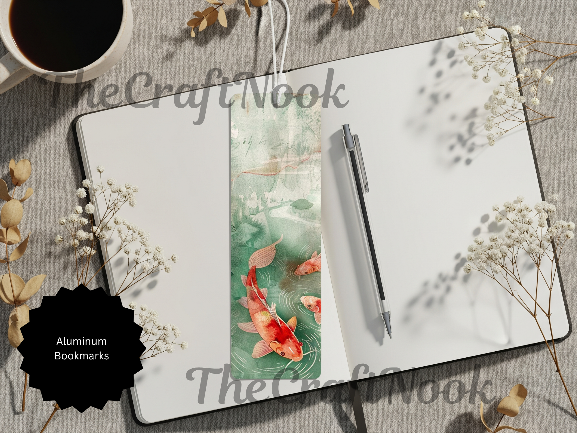 Koi Fish Bookmarks – Handcrafted Metal Bookmarks with Beads & Glitter