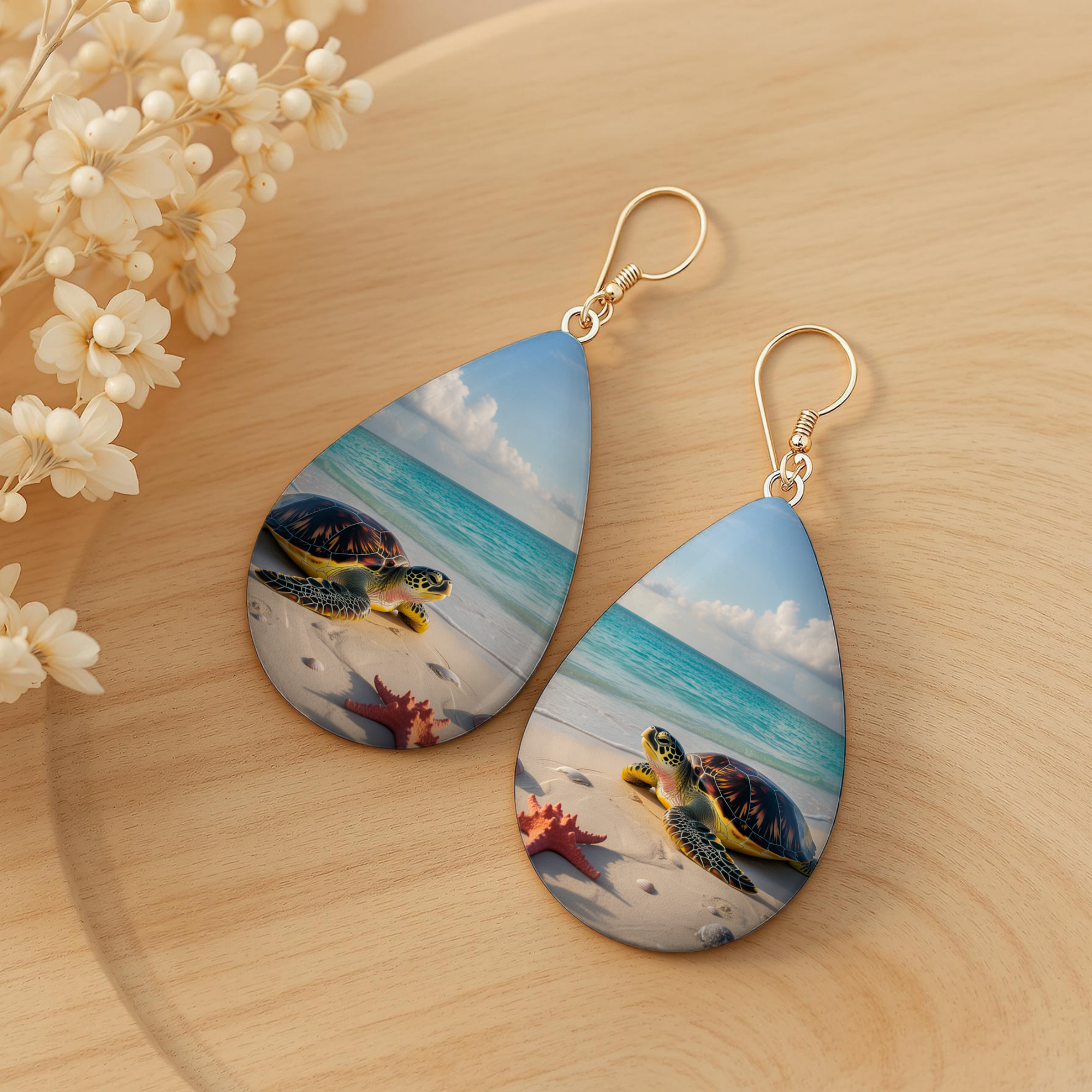 Sea Turtle Teardrop Earrings — Choose Your Design