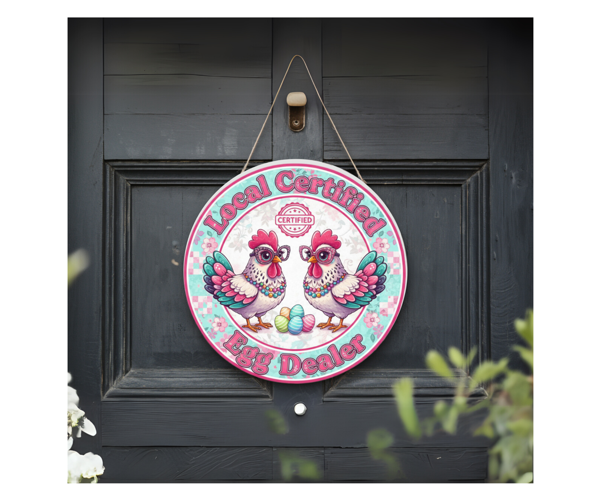Cluck In & Stay Awhile Chicken Door Signs