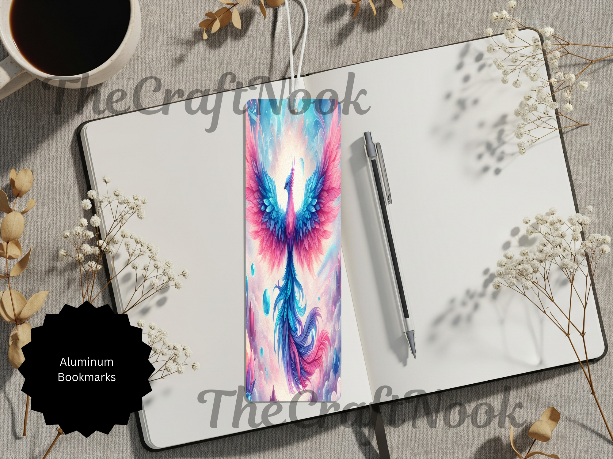 Phoenix Bookmarks - Handcrafted Metal Fire Bird Bookmarks with Beads & Glitter