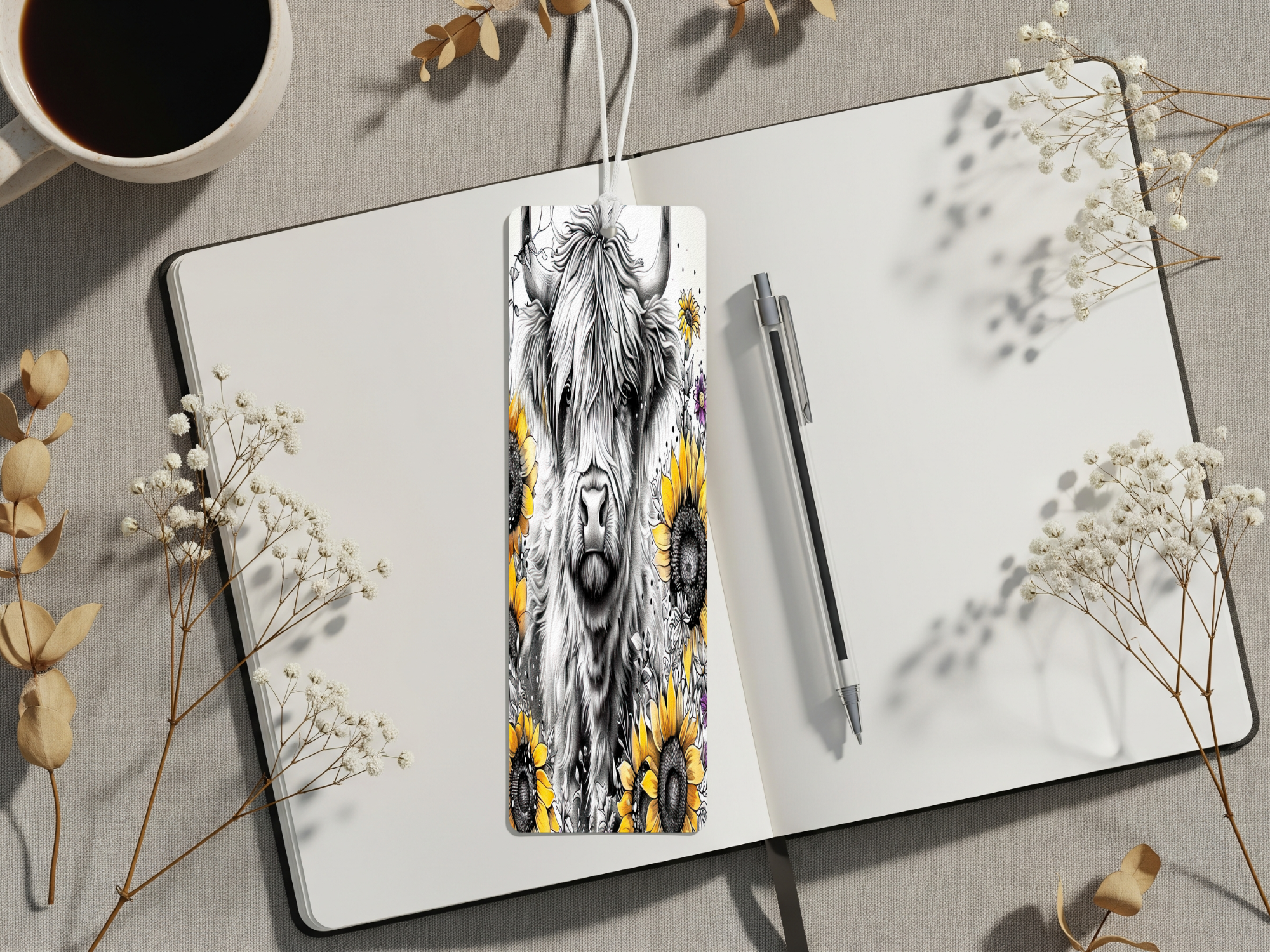 Aluminum Metal Bookmarks, Highland Cow Images For readers who prefer their page‑holders with bangs and horns