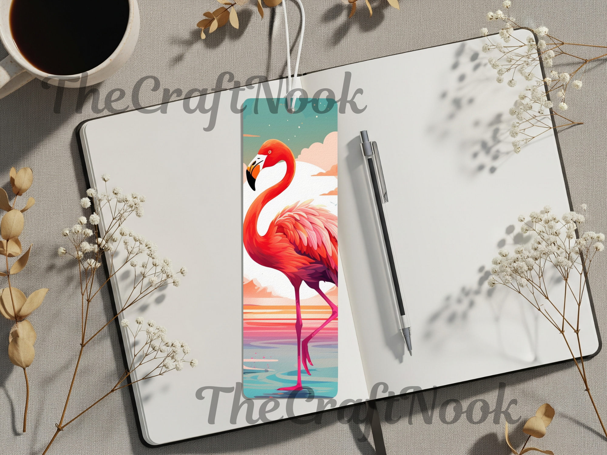Tropical Whimsy Flamingo Aluminum Metal Bookmarks