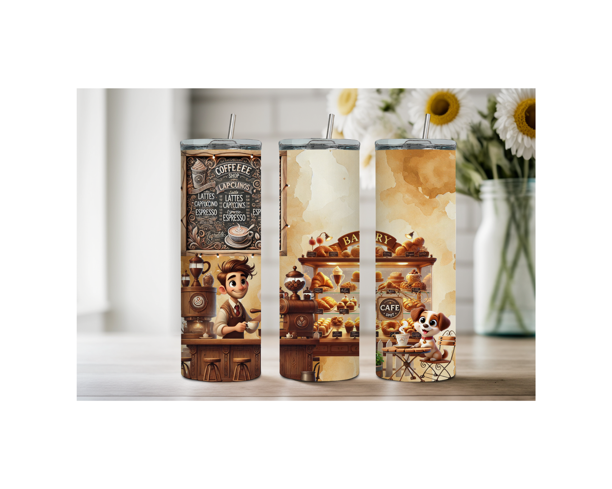 Brew‑tiful Day 20 oz Coffee Tumbler. Stainless-Steel Tumblers. Multiple Sizes and Images Available.