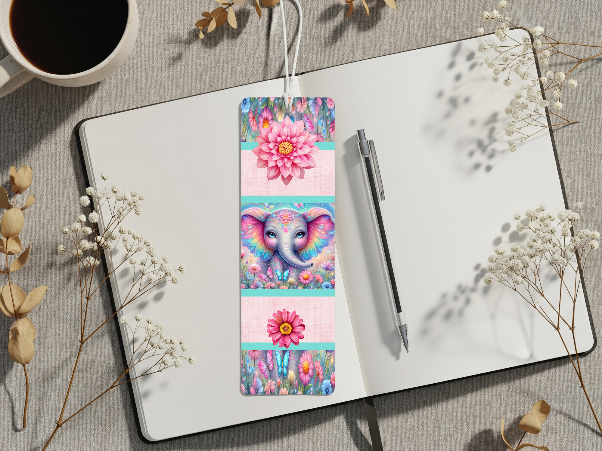 Aluminum Metal Bookmarks, Elephant Images