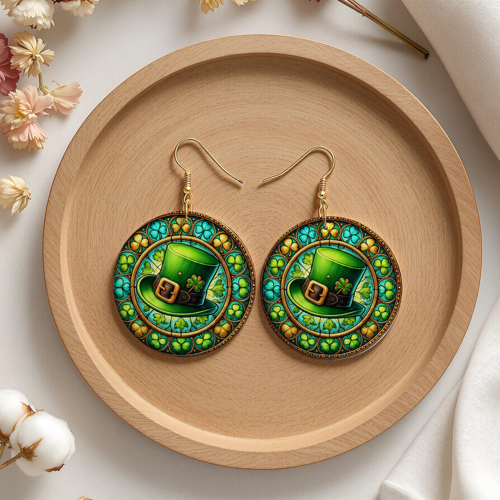 St. Patrick’s Day Shamrock Hat Earrings