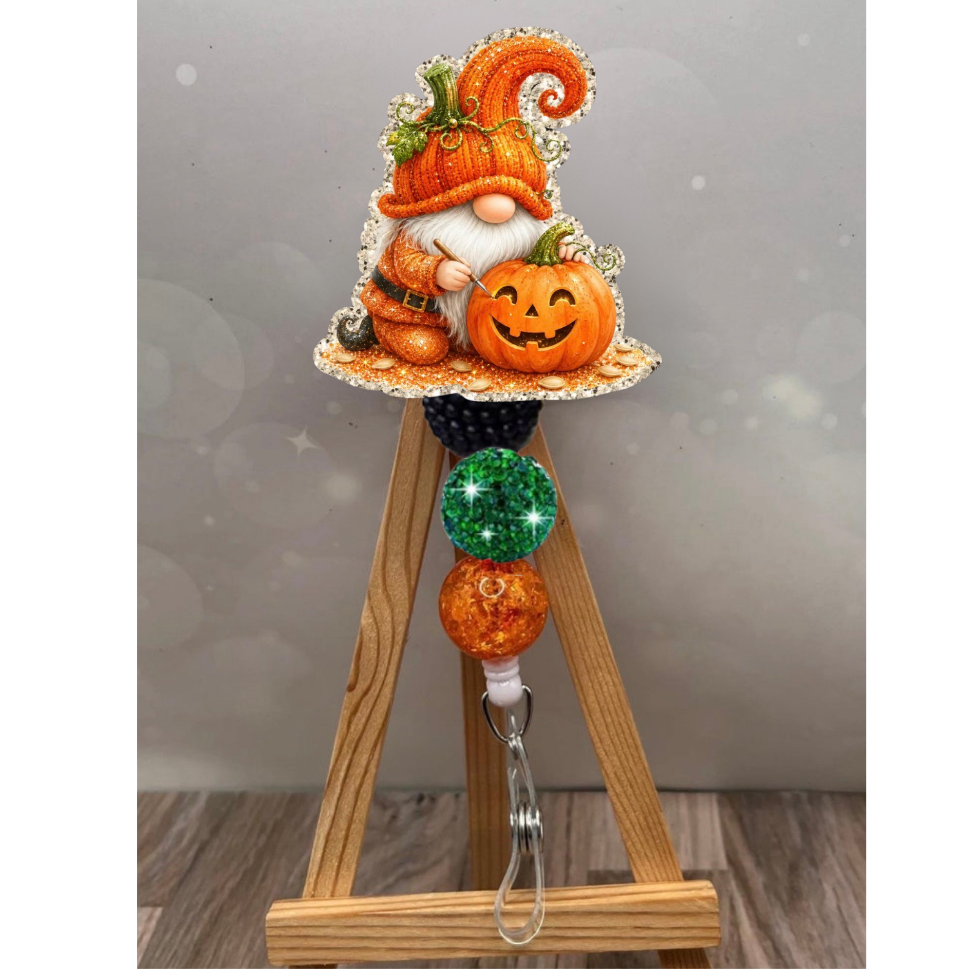 Jack-O-Lantern Gnome Badge Pull