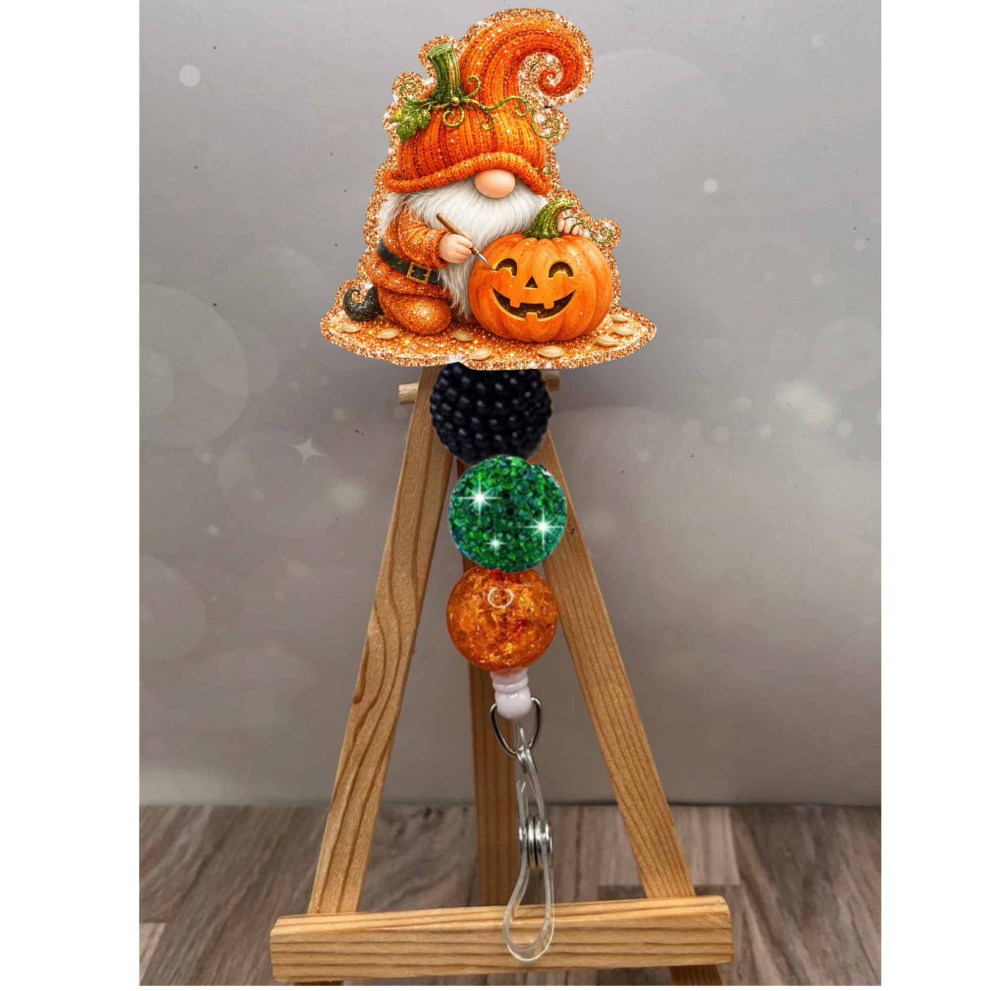 Jack-O-Lantern Gnome Badge Pull