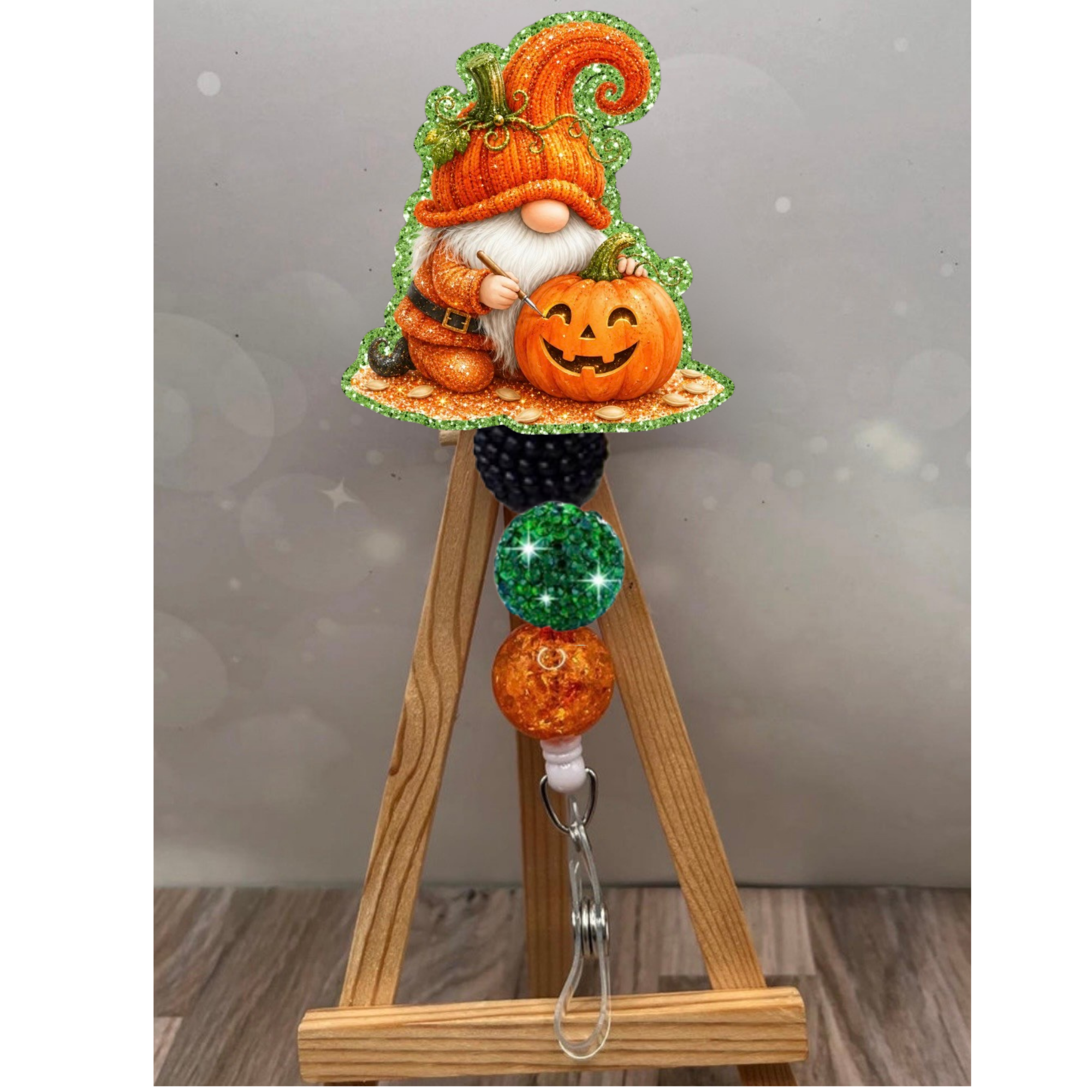 Jack-O-Lantern Gnome Badge Pull