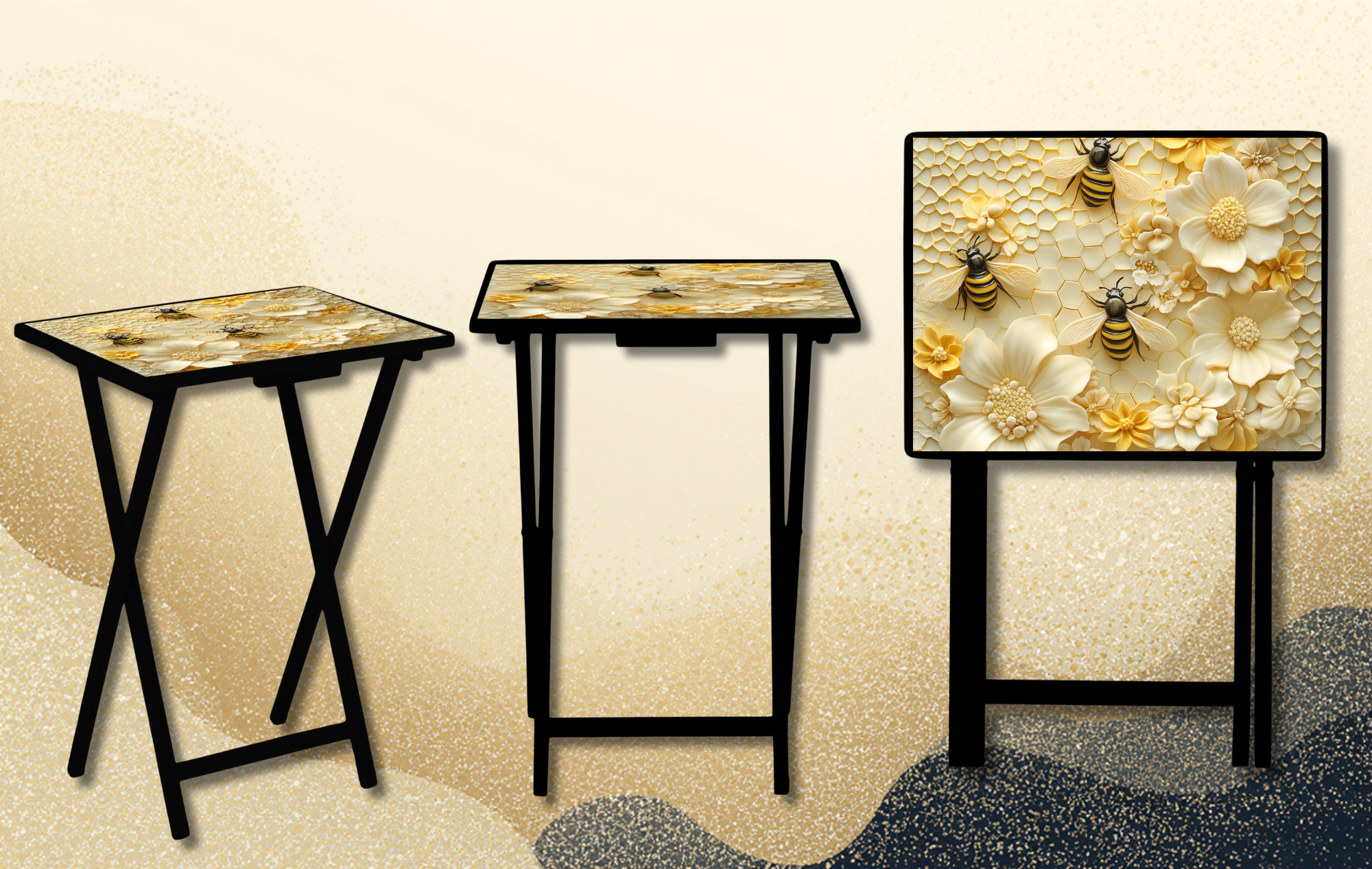 Honeybee Foldable Wooden TV Tray or Bed tray/lap Desk. Bee‑autiful décor for any room! 🐝🌼 2 Sizes and Multiple Images Available.