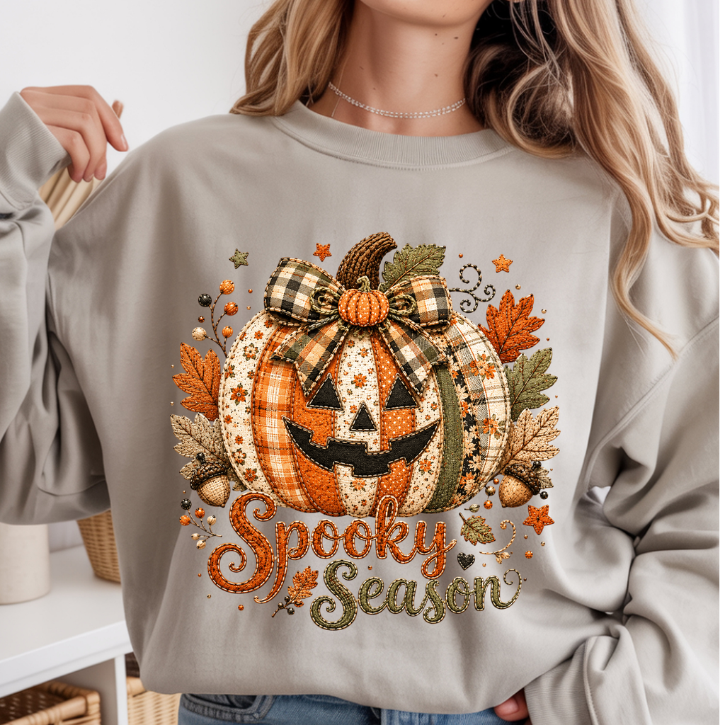 Spooky Season Patchwork Long-Sleeve T-Shirt