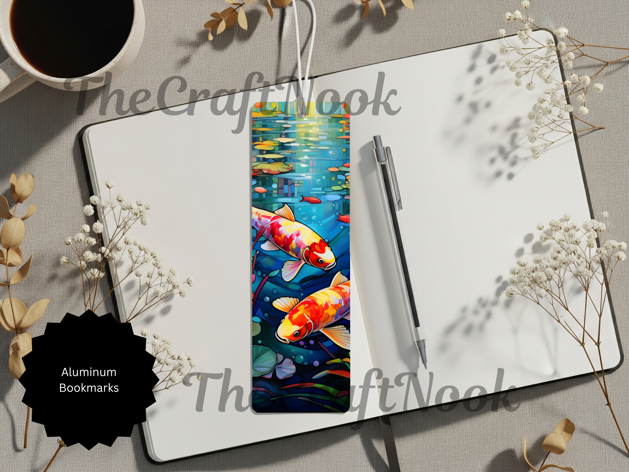 Koi Fish Bookmarks – Handcrafted Metal Bookmarks with Beads & Glitter