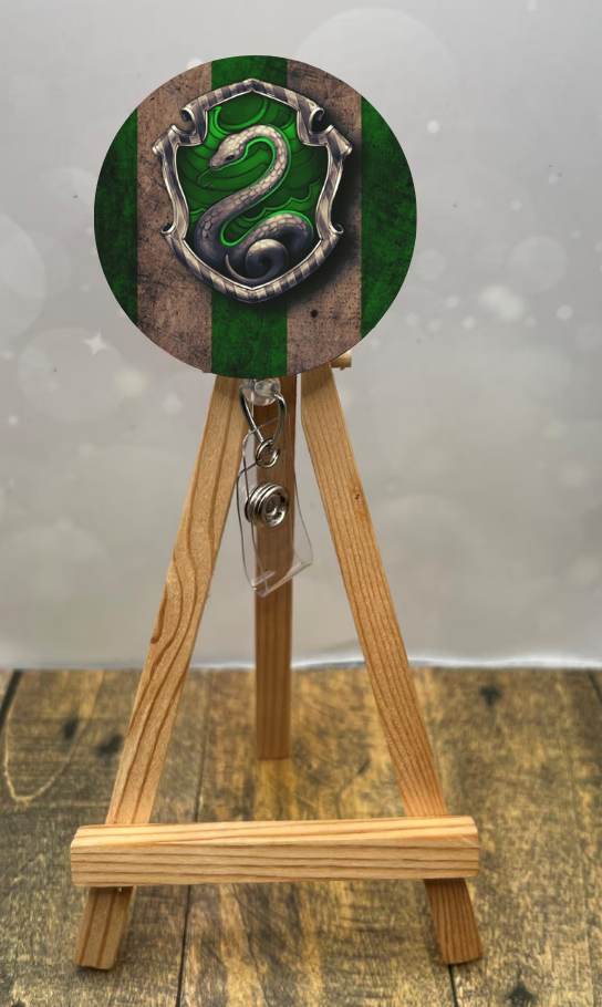 Snake House Pride badge pulls. Multiple Images available. Add beads or shimmer glitter options.