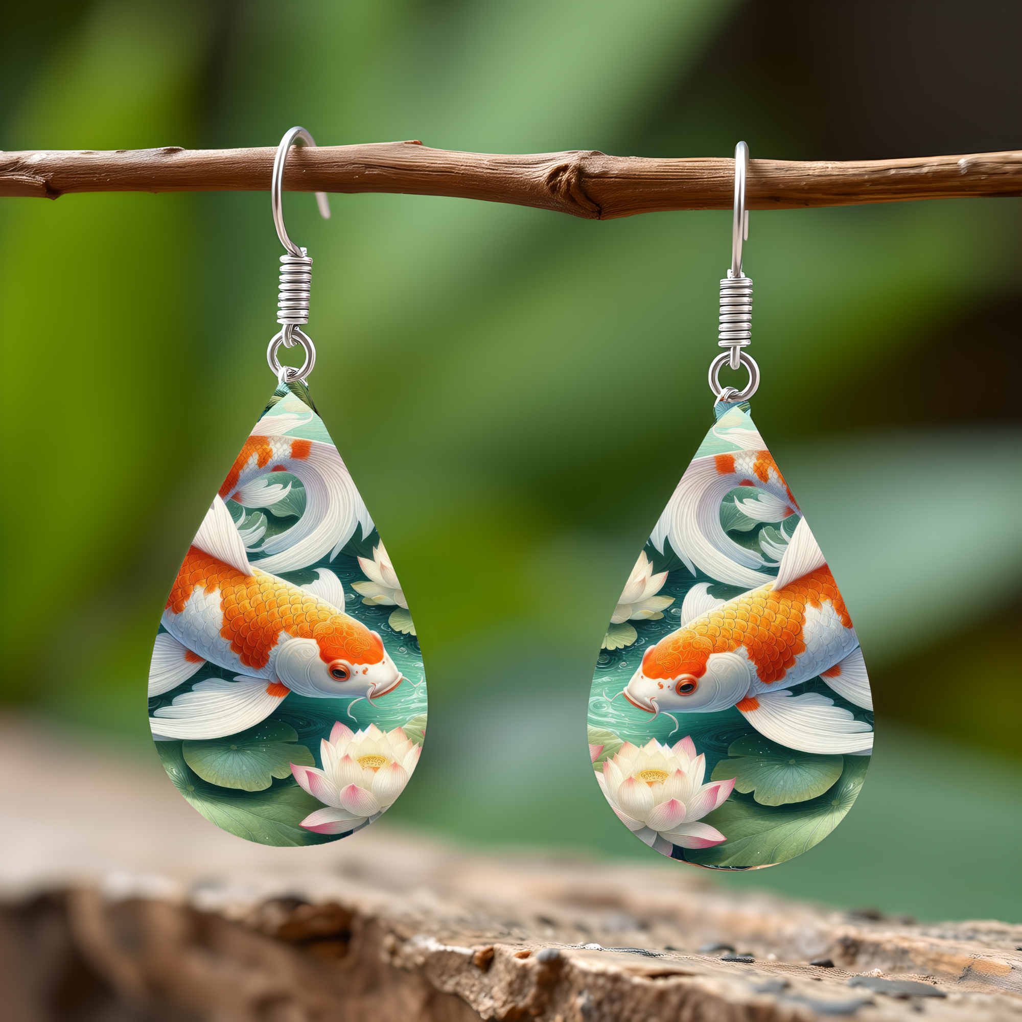 Koi Fish Teardrop Earrings