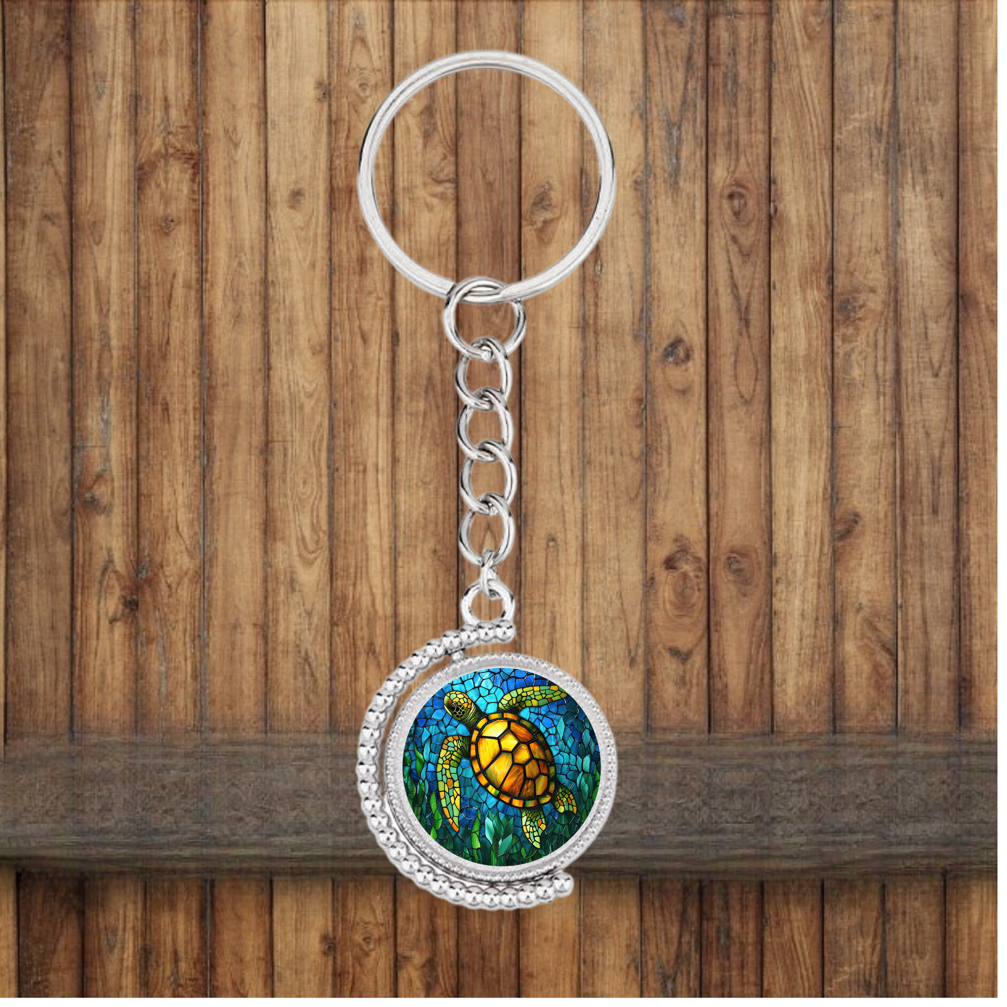 Sea Turtle Bezel Keychain — Choose Your Design