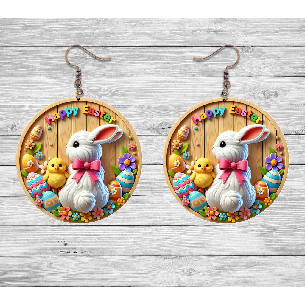 Happy Easter Bunny & Chick Earrings