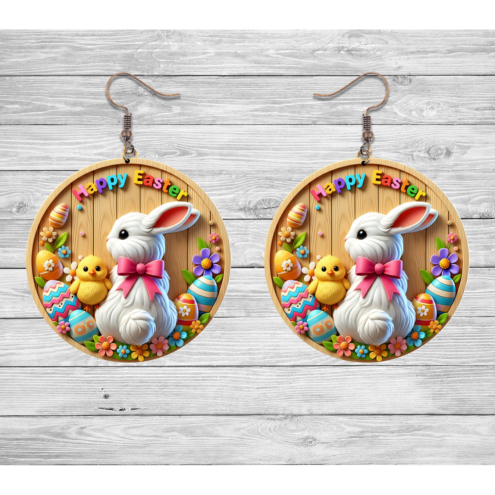 Happy Easter Bunny & Chick Earrings