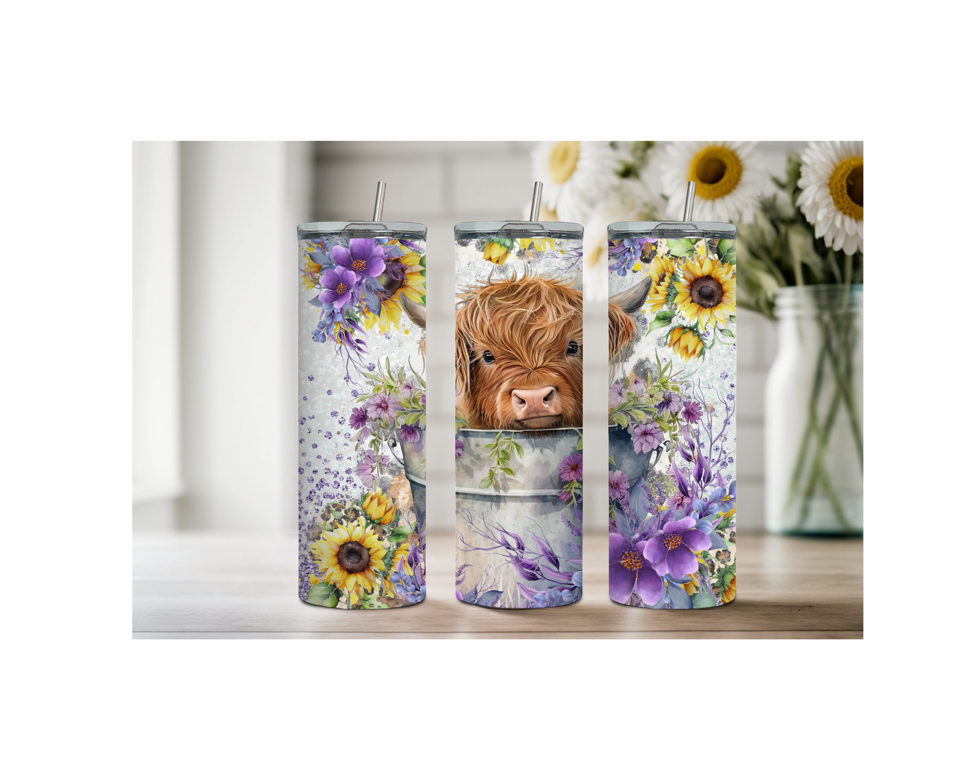 20 oz Highland Cutie Country Stainless Steel Tumbler. Multiple Images Available.