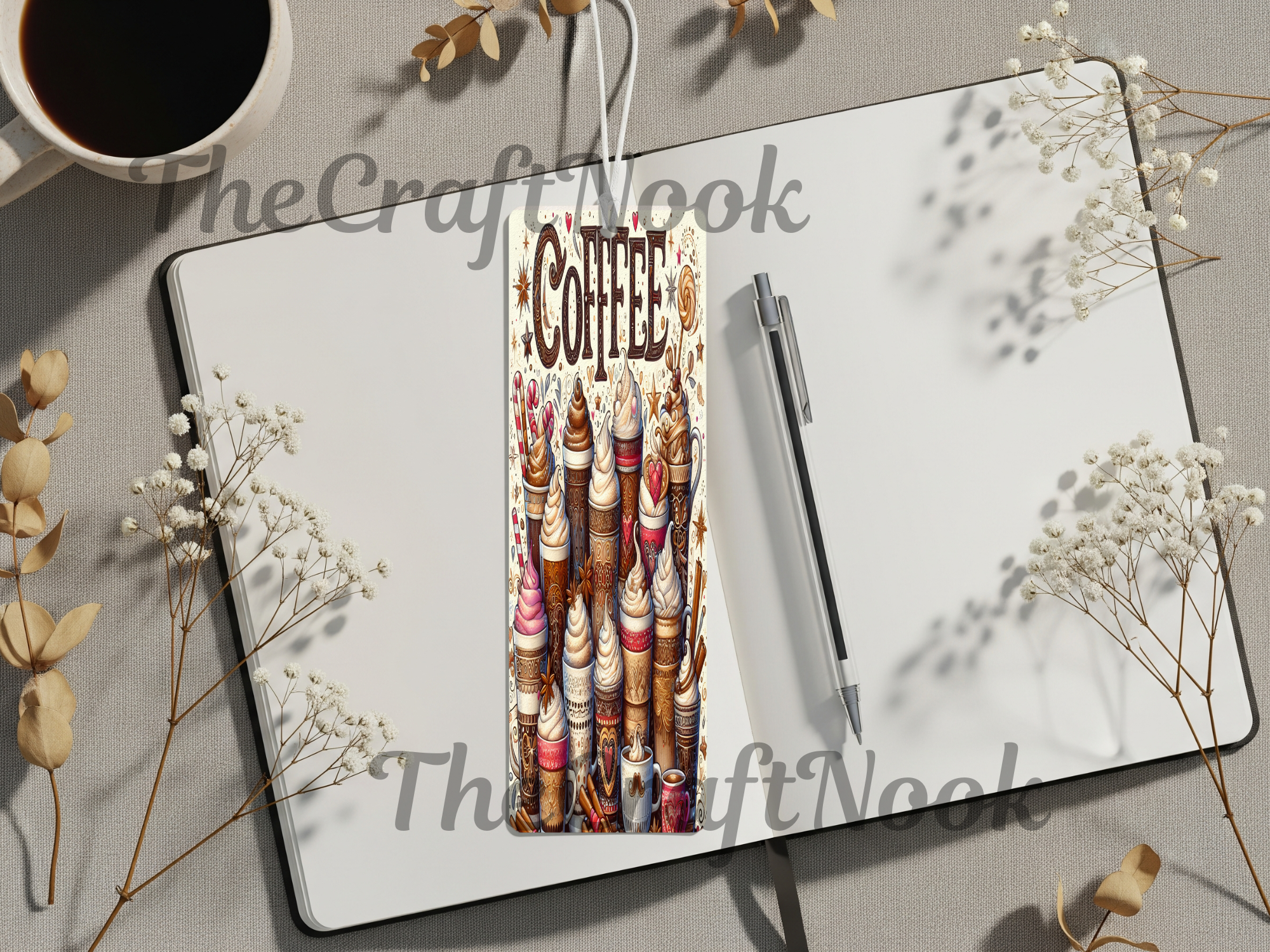 Caffeine & Chapters Bookmark. Aluminum Metal Bookmarks