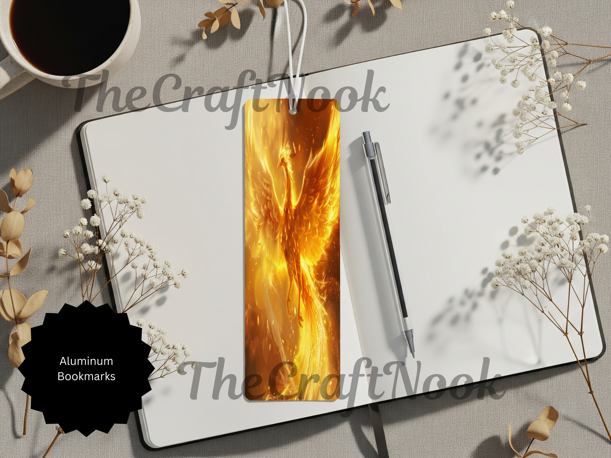 Phoenix Bookmarks - Handcrafted Metal Fire Bird Bookmarks with Beads & Glitter