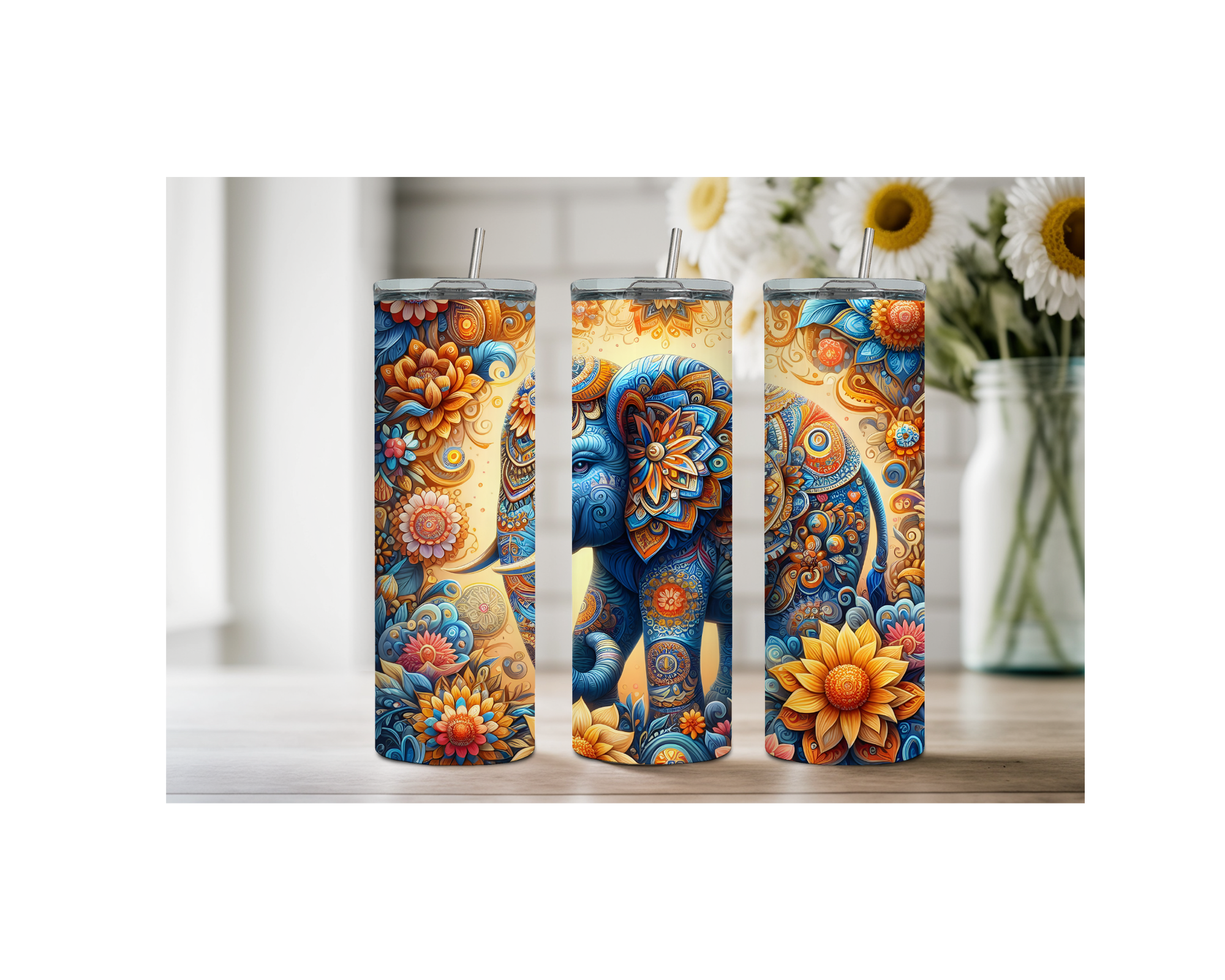 20 ounce Wise & Wonderful Elephant Stainless Tumbler. Multiple Sizes and Images Available.